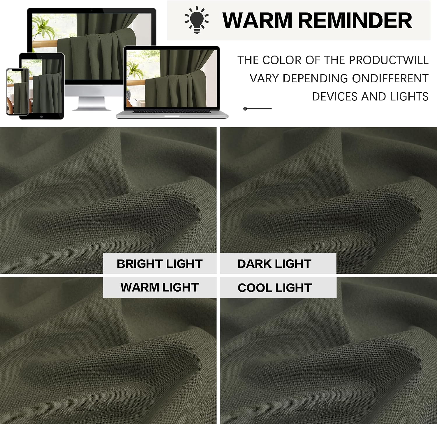 Keqiaosuocai Dark Olive Green Blackout Curtains 84 Inches Long 2 Panels Set- Faux Linen Textured Black Out Thermal Insulated Noise Reductio…