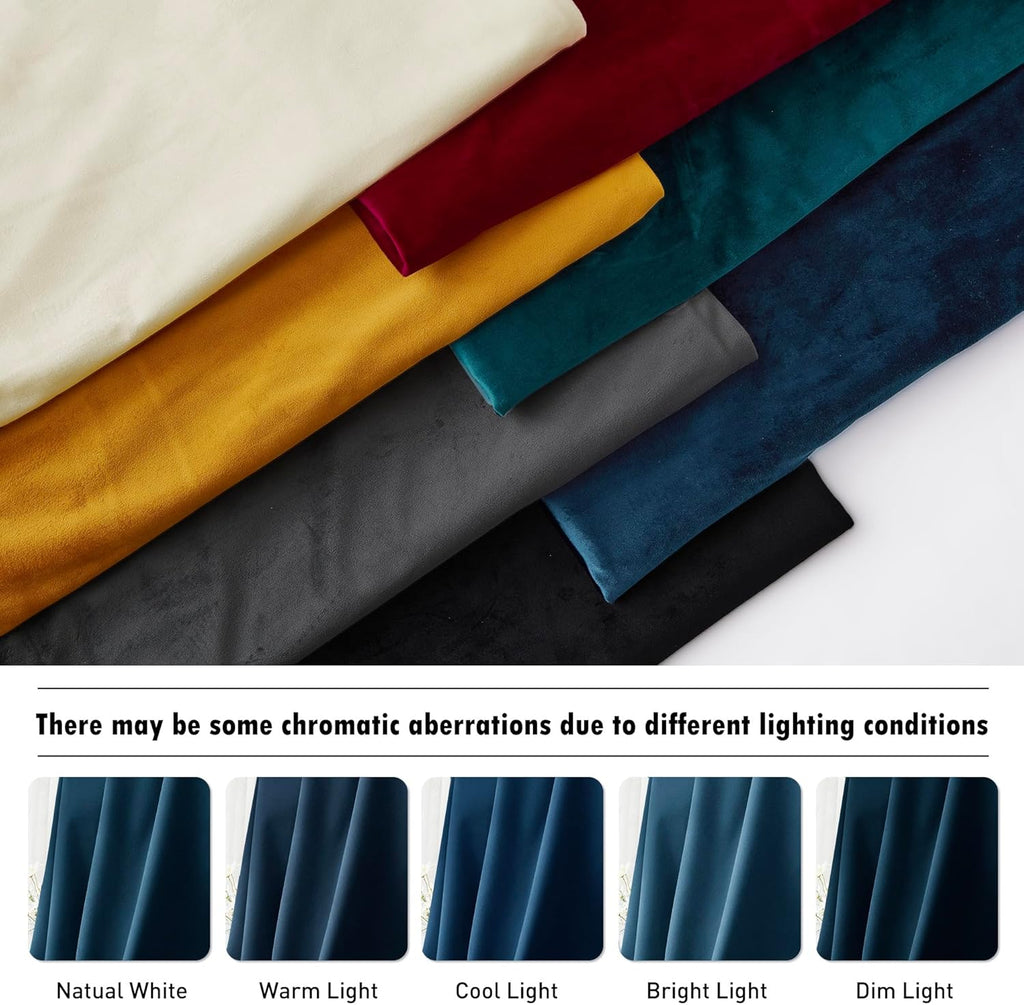Rybhome RYB HOME Blue Velvet Curtains 84 inches - Blackout Curtains for Living Room, Thermal Insulated Noise Reducing Panels Soft Luxury Wi…