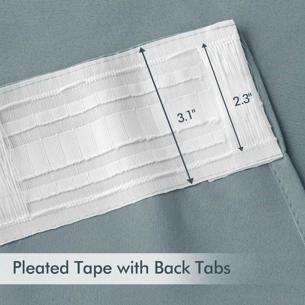 Miulee Slate Blue Back Tab Blackout Curtains 108 Inch Long 2 Panels Set for Bedroom, Rod Pocket/Pinch Pleat Extra Long Thermal Insulated Li…