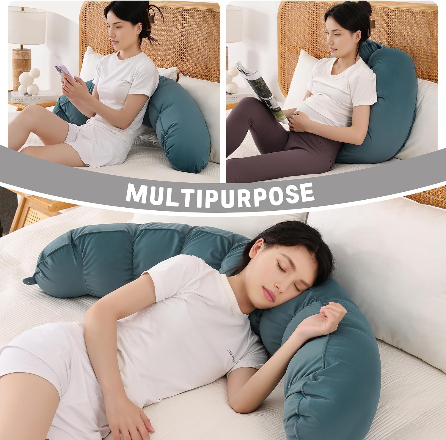 Peallow(Pat. Pend) – Long Round Body Pillow for Adults, Bolster Pillow for Sleeping, Soft and Supportive Pillow for Sleeping & Lumbar…