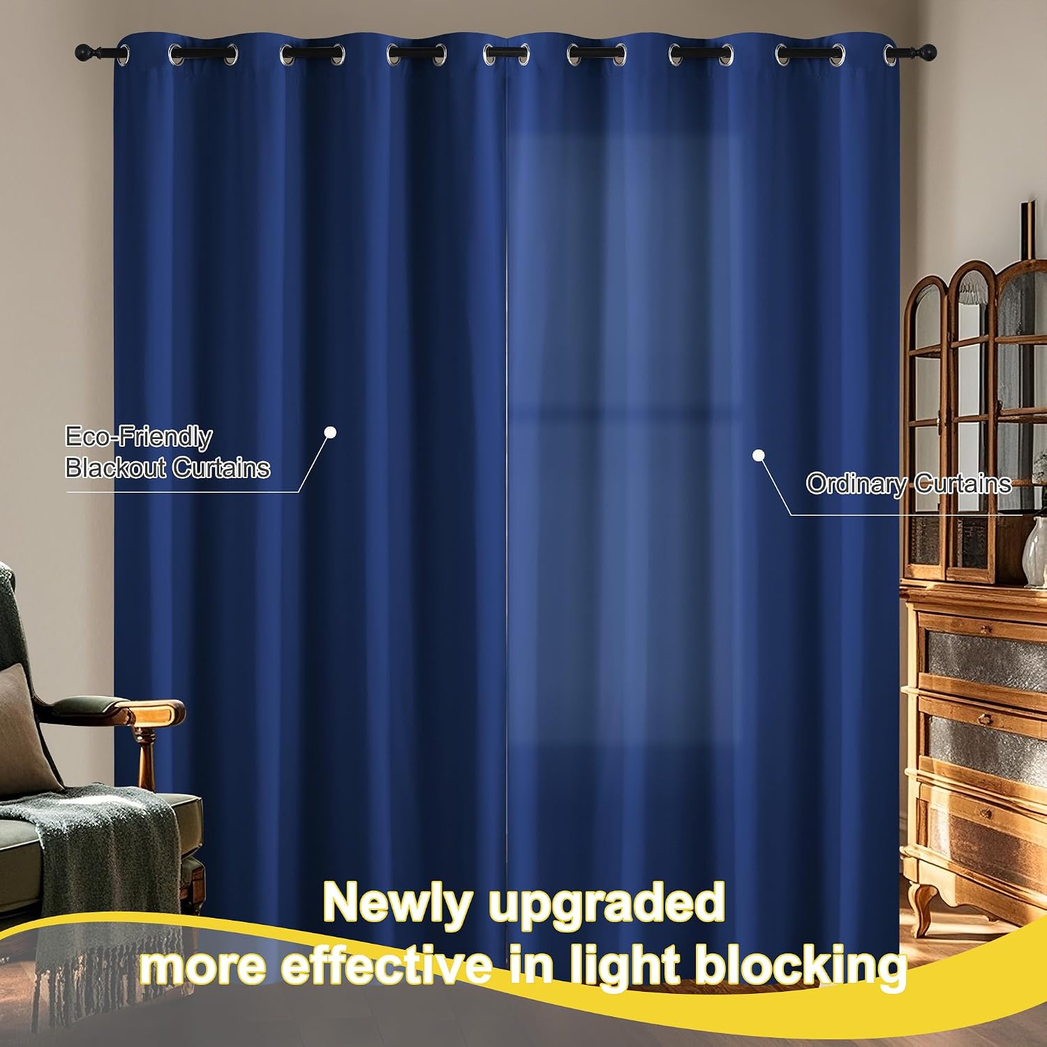 NICETOWN 100% Blackout Curtains 84 Inches Long for Bedroom, 100% Blackout Thermal Insulated Window Drapes Room Darkening Curtains for…
