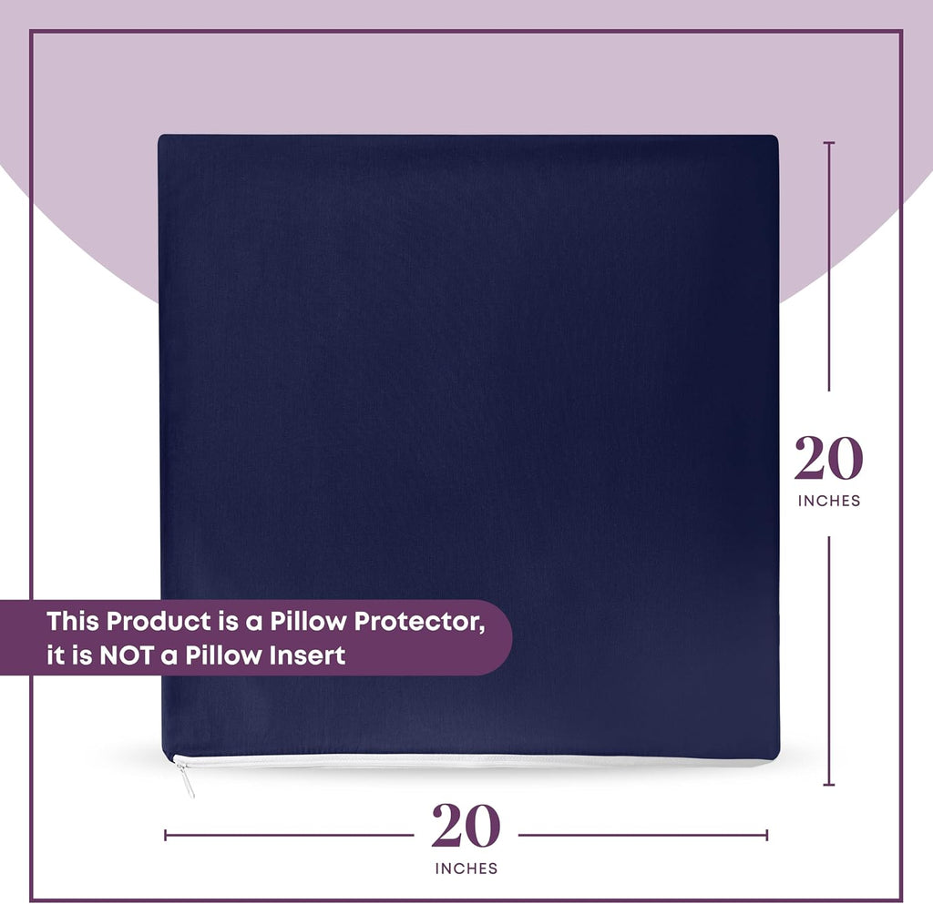 CIRCLESHOME Throw Pillow Protectors - 100% Cotton Breathable Pillowcases - 20 X 20 Square Pillowcases - Protects Pillows from Dirt, Dust…