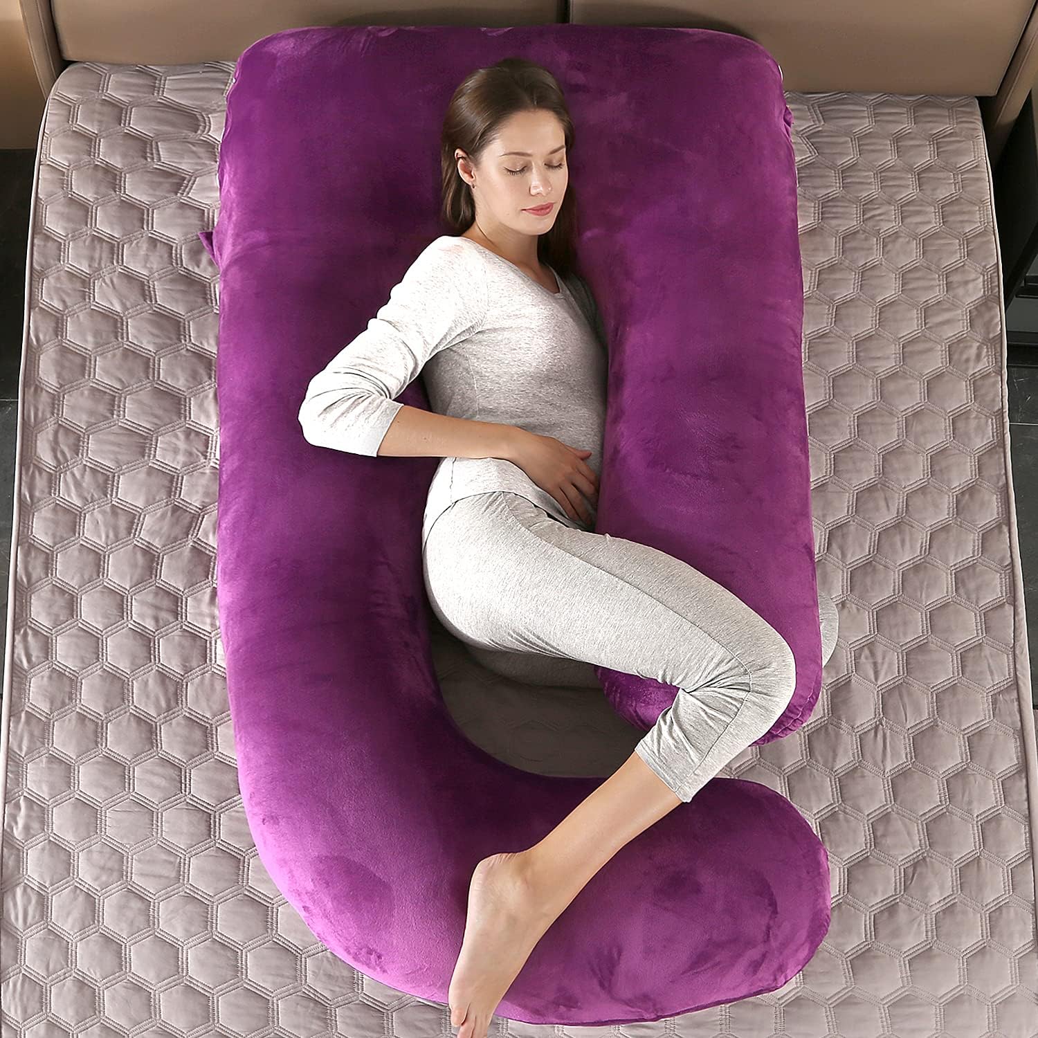 U-Shaped Full Body Pregnancy Pillow for Sleeping – 57" Maternity Pillow with Removable Cover, Support for Back, Legs, Belly & Hips…