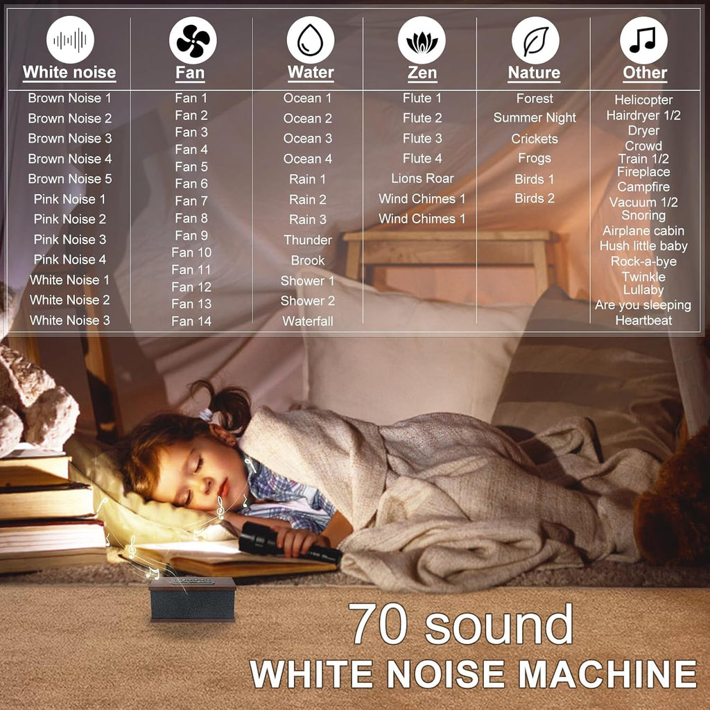 Sound Machine White Noise Machine with 70 Natural Soothing Sounds Sleeping Timer Memory Function 30 Volume Levels Brown Noise Sleep…