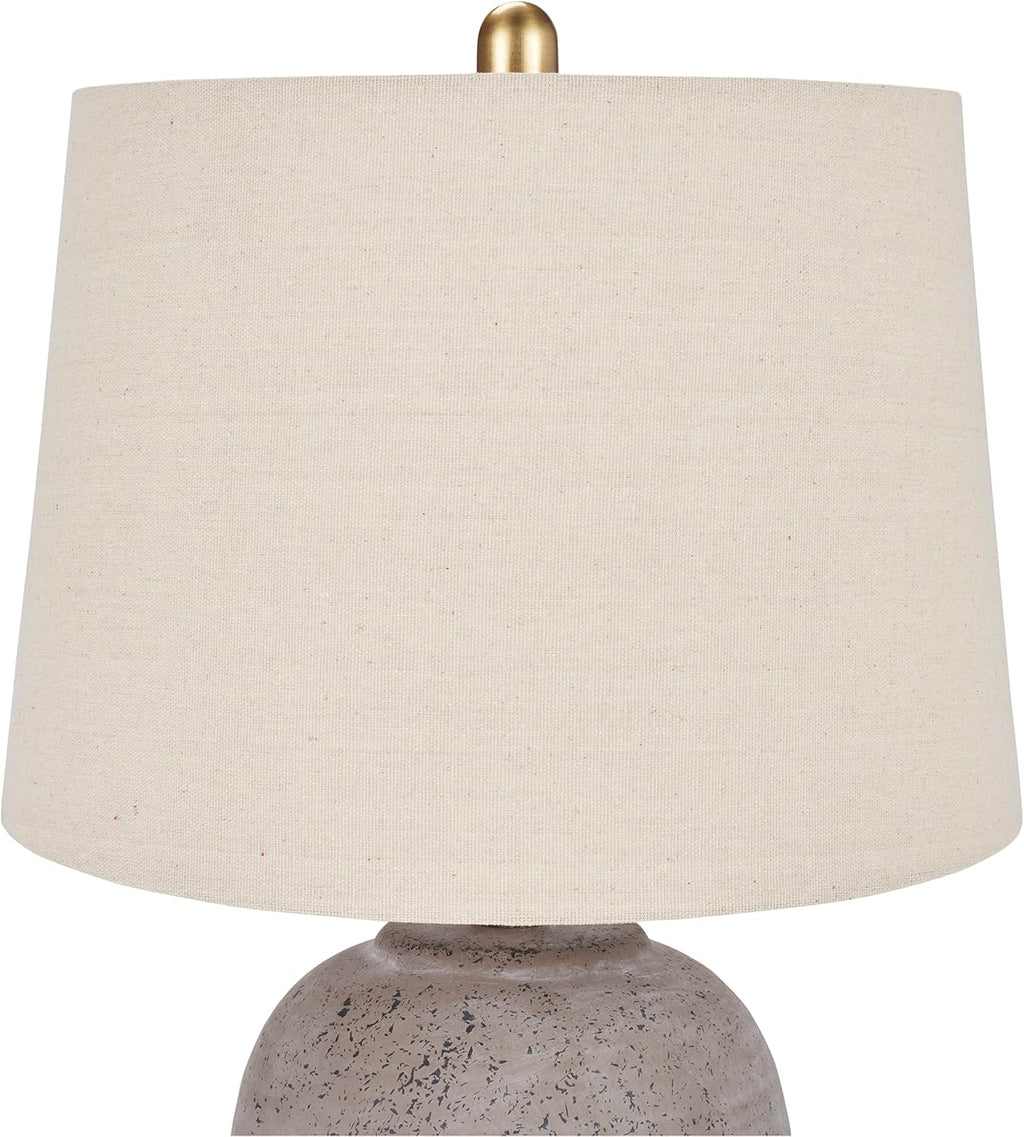 Nourison Home 23" Greyish Brown Earth Tone Rustic Farmhouse Ceramic Table Lamp for Bedroom, Living Room, Dining, Office, with Beige Linen…