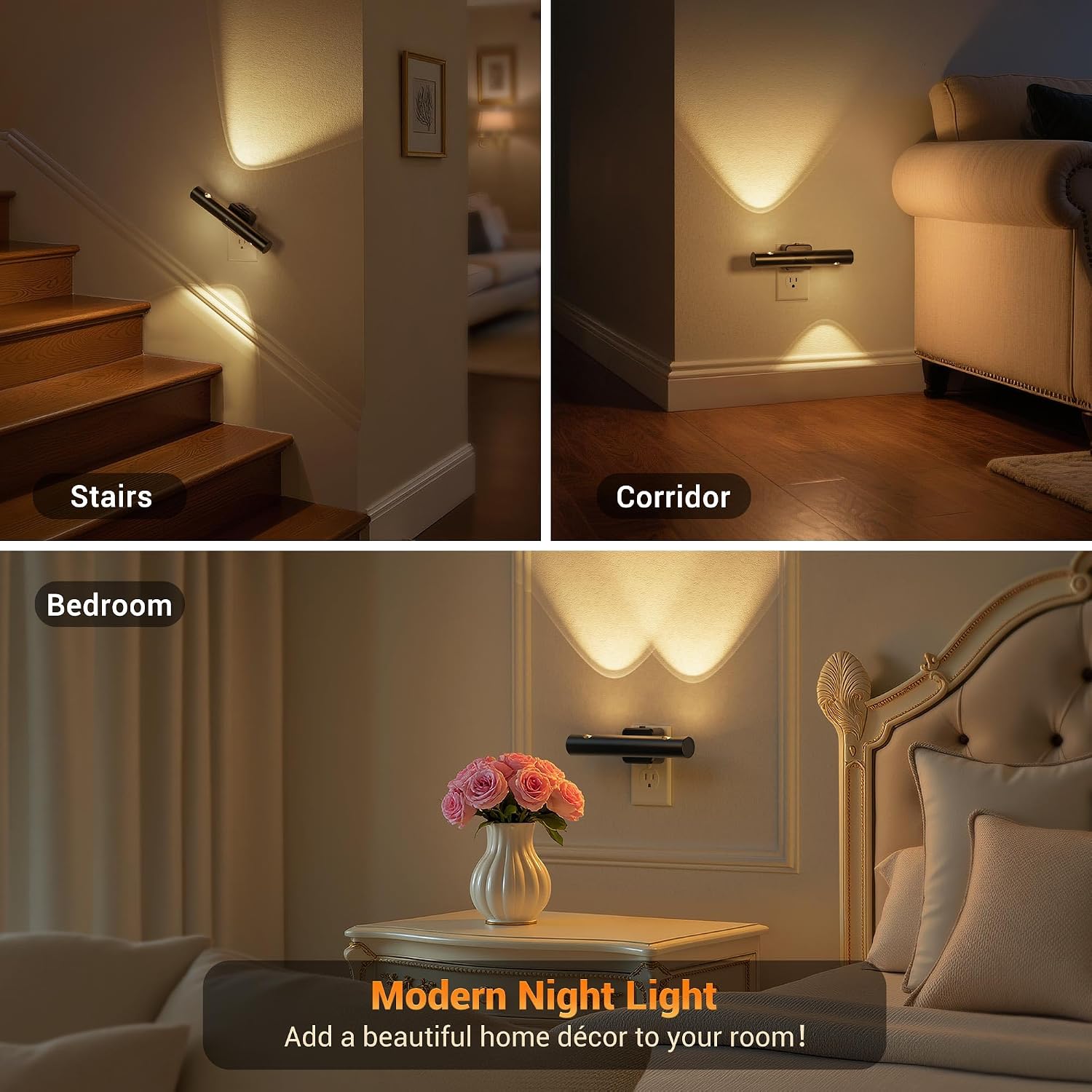 JandCase LED Night Light with 180° Rotatable Plug, Modern Night Lights Plug into Wall, 0-100LM Dimmable Night Light with Dusk-to-Dawn…