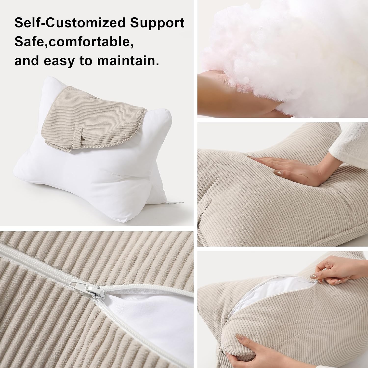 Pat. Pend. Corduroy Lumbar Support Back Pillow for Watching TV, Reading & Gaming, Ergonomic Triangle Support Cushion for Sofa, Armchair &…