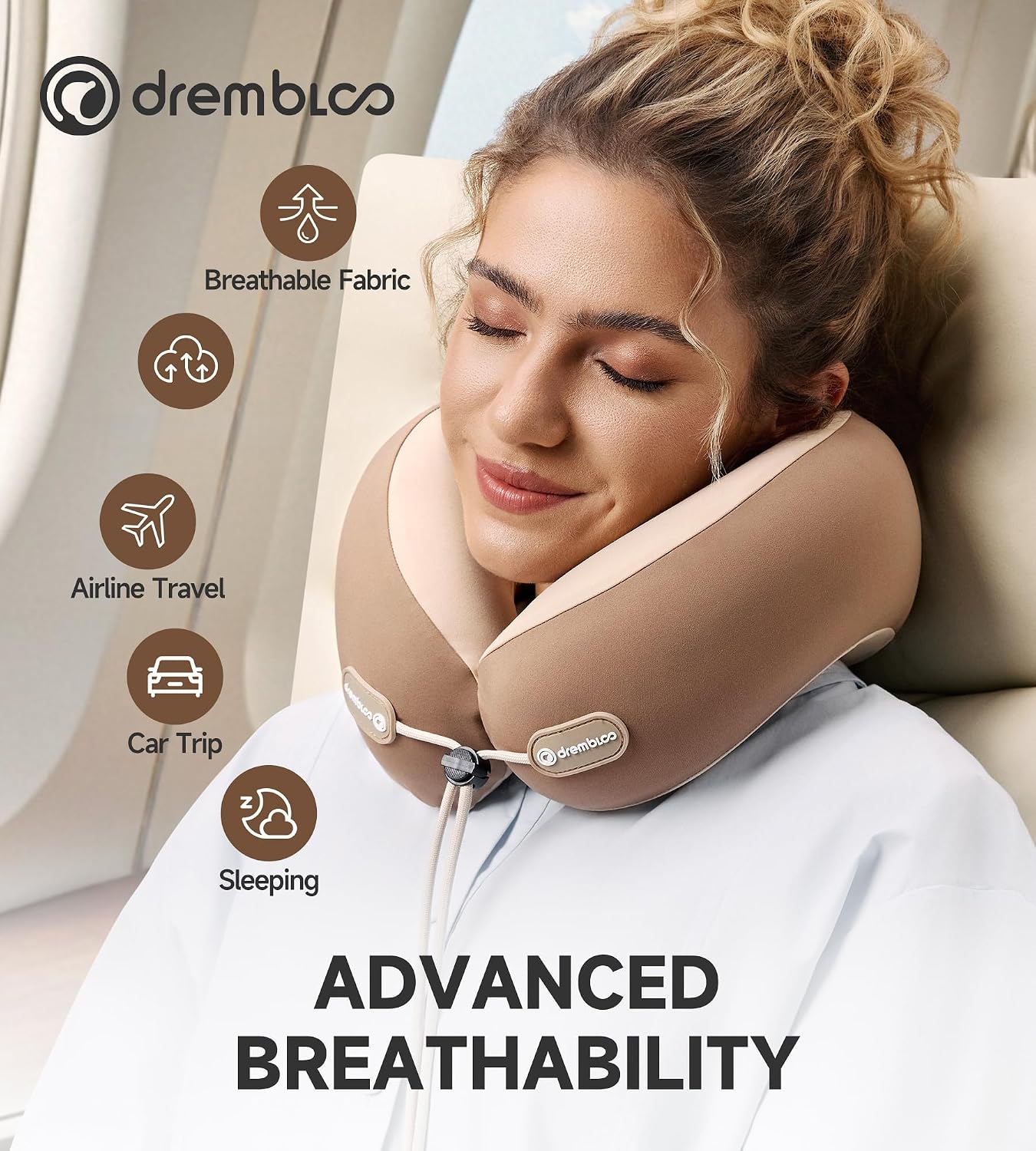 Neck Pillow Airplane, CertiPUR-US® BASF Memory Foam Cooling Travel Pillows for Sleeping, Adjustable Flight Sleep Pillow with Comfortable…