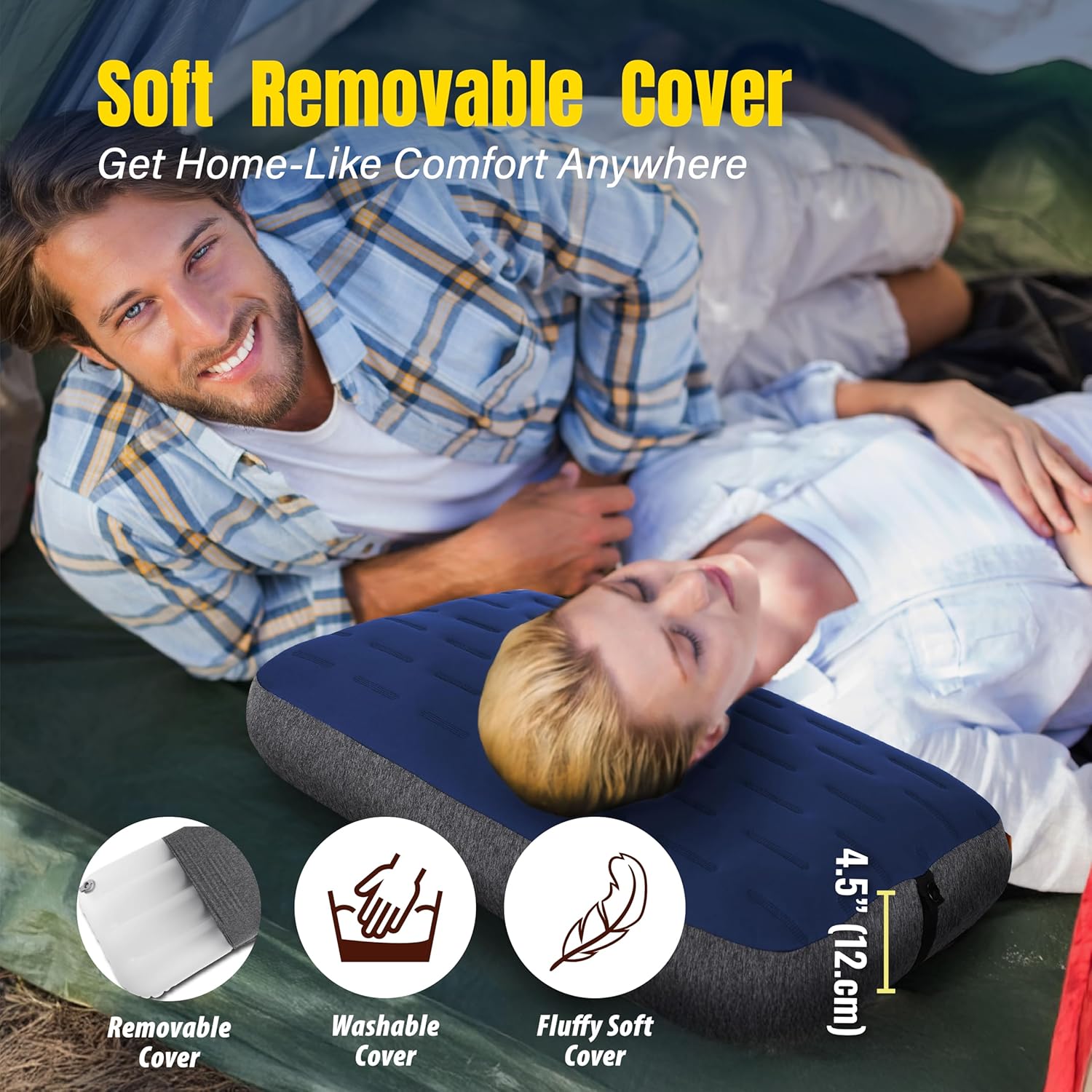 TREKOLOGY Camping Pillow - Large Inflatable (24"x15") for Home-Like Comfort, Portable & Ergonomic, Easy to Clean, Durable & Leak-Proof…