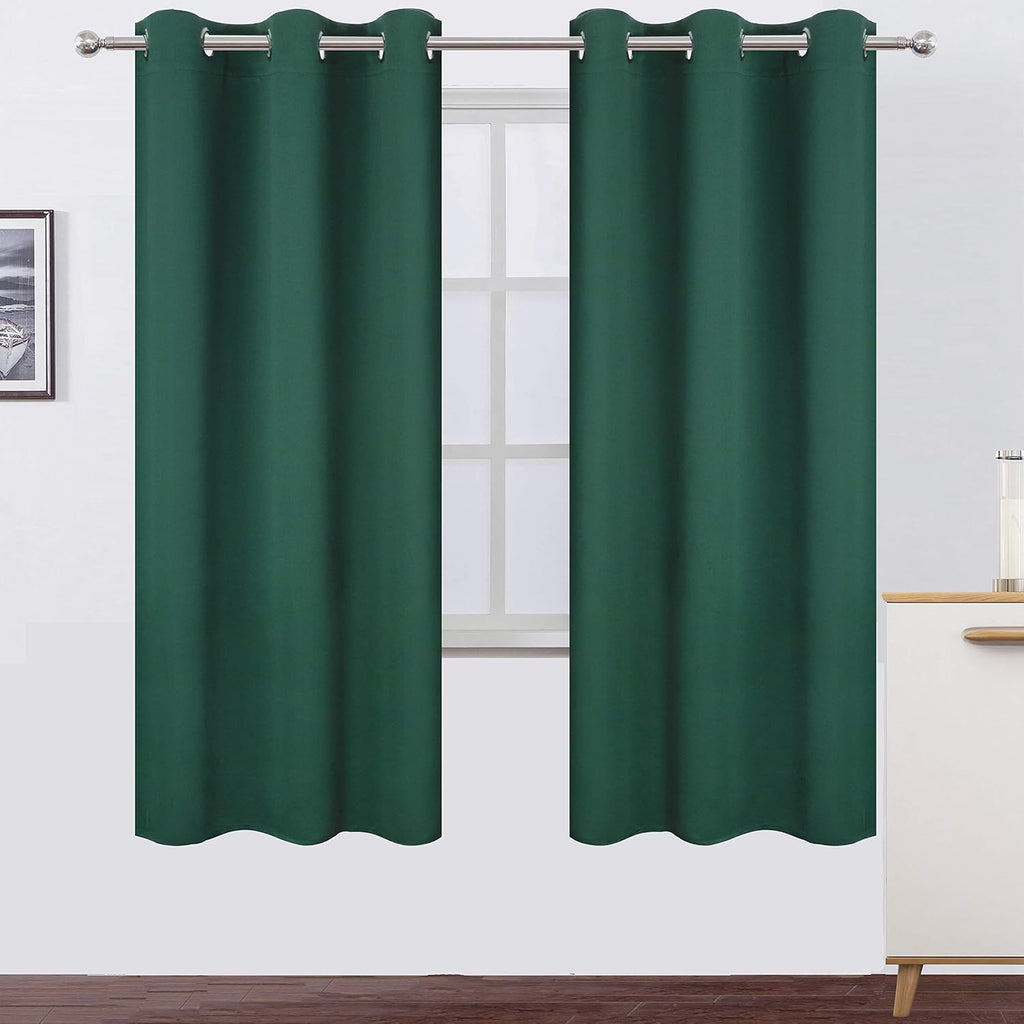 Lemomo Dark Green Thermal Blackout Curtains/42 x 72 Inch/Set of 2 Panels Room Darkening Curtains for Bedroom 72 Inch Green