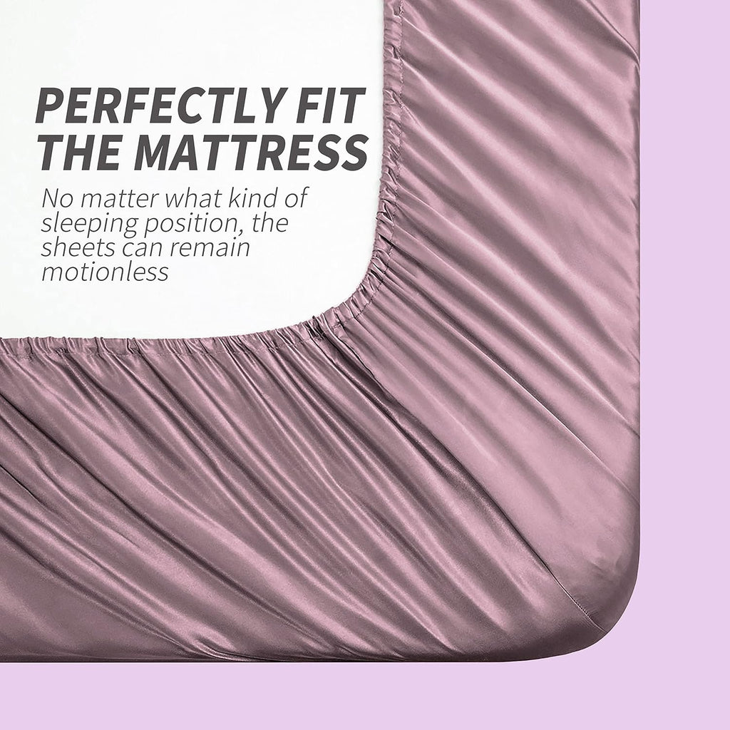 Cobedzy Satin Sheets Queen Size, 4 Pcs Silky Soft Satin Bed Sheets Queen Set with Deep Pockets, Extra Smooth & Luxurious Microfiber Sheet f…