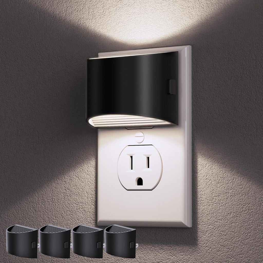 DORESshop LED Night Light[4 Pack], Night Lights Plug into Wall, 3 Level Brightness Adjustable Plug in Night Light, Dusk to Dawn Sensor…