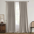 Miulee 100% Blackout Linen Curtains for Bedroom, Greige Solid Luxury Decor Thermal Insulation Room Darkening Drapes for Living Room Nursery…