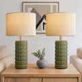 SeealleLighting 23" Modern Ceramic Table Lamps Set of 2 - Table Lamps for Living room, Farmhouse Bedside Night Stands Lamp for Bedroom, Whi…