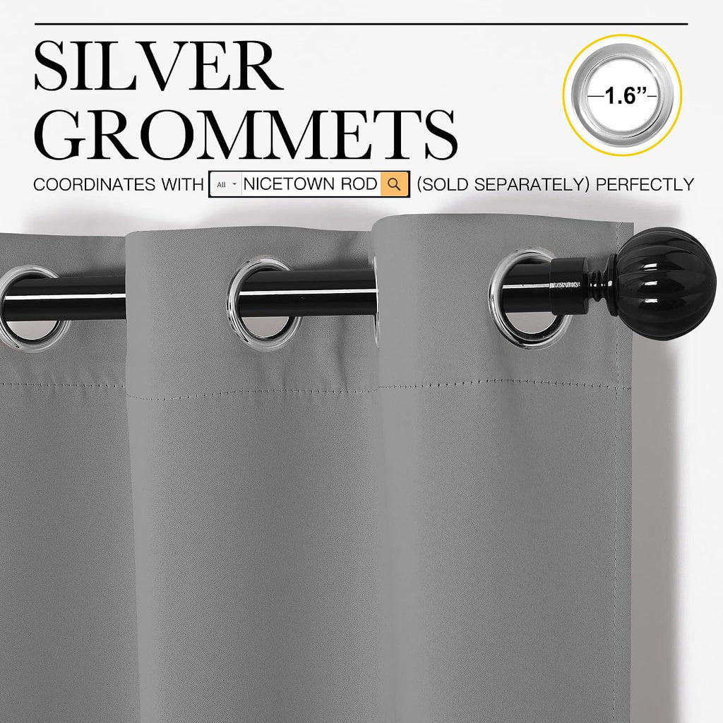 Nicetown Silver Grey Room Darkening Curtain Panels 78" Long for RV, Play Room, Studio, Heat Block Out and Keep Warm Drapes Window Treatment…