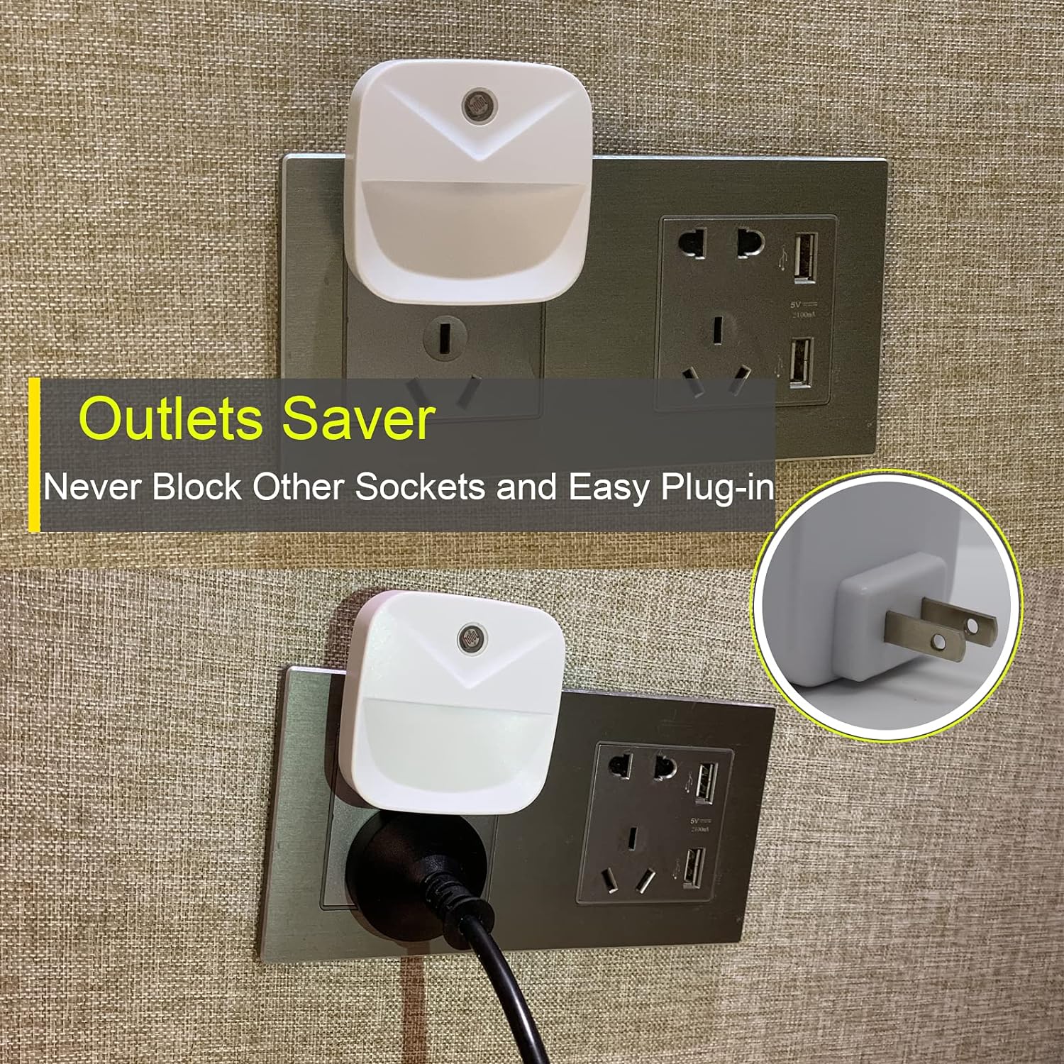 6 Pack Night Light Plug in, White LED Nightlights with Smart Dusk to Dawn Sensor, Plug into Wall Nightlights Suitable for Bedroom…