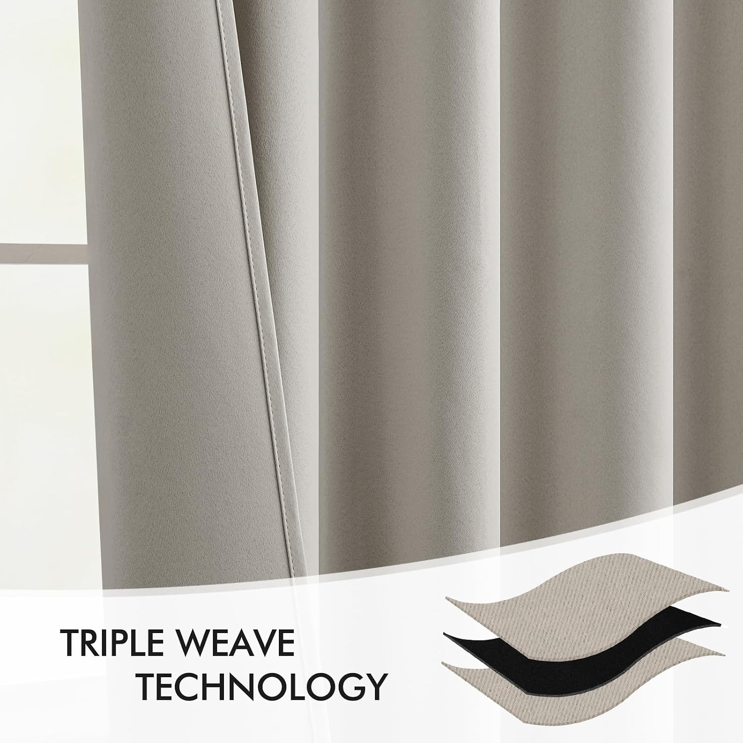 Miulee Natural Back Tab Blackout Curtains 108 Inch Long 2 Panels Set for Bedroom, Rod Pocket/Pinch Pleat Extra Long Thermal Insulated Livin…