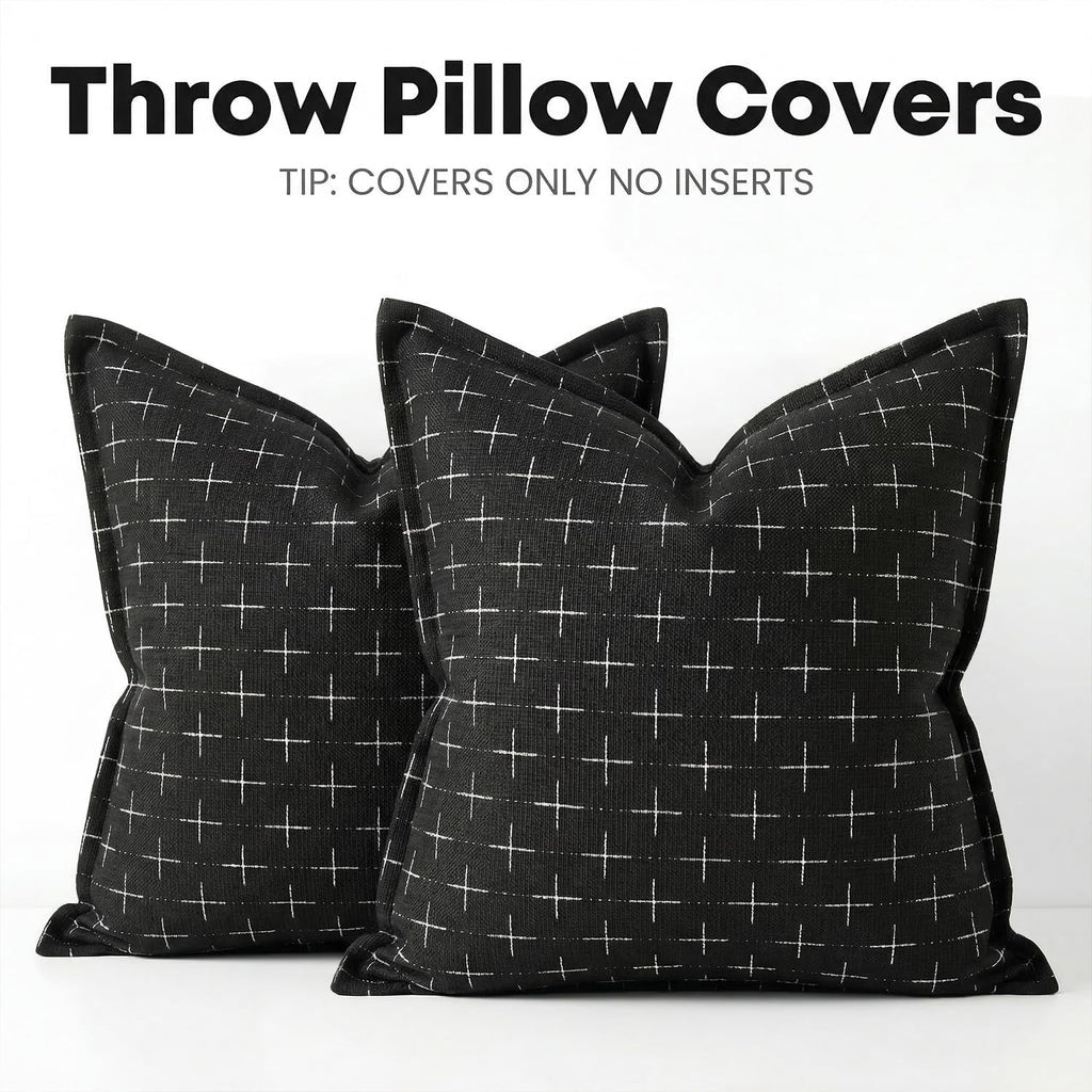 AVOINcolorlife AVOIN colorlife Pack of 2 Decorative Throw Pillow Covers 20x20 Inch, Flange Edges Woven Textured Cushion Case Home Decor for…