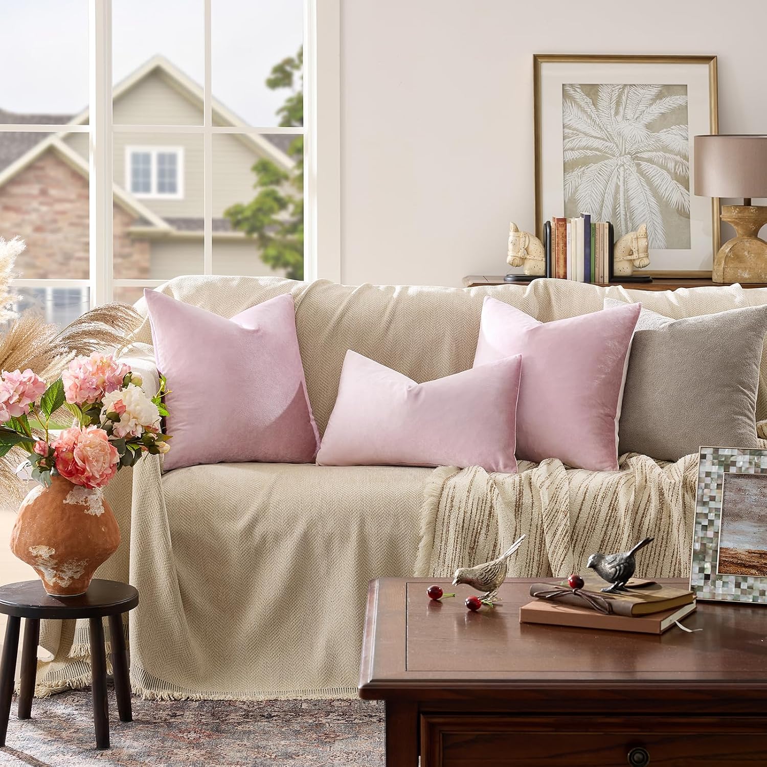 GIGIZAZAFocusingonhomedecoration GIGIZAZA Decor Throw Couch Pillow Covers, Set o 2 Sweet Lilac Sofa Cushion Pillow Covers, Velvet Pillow Case…