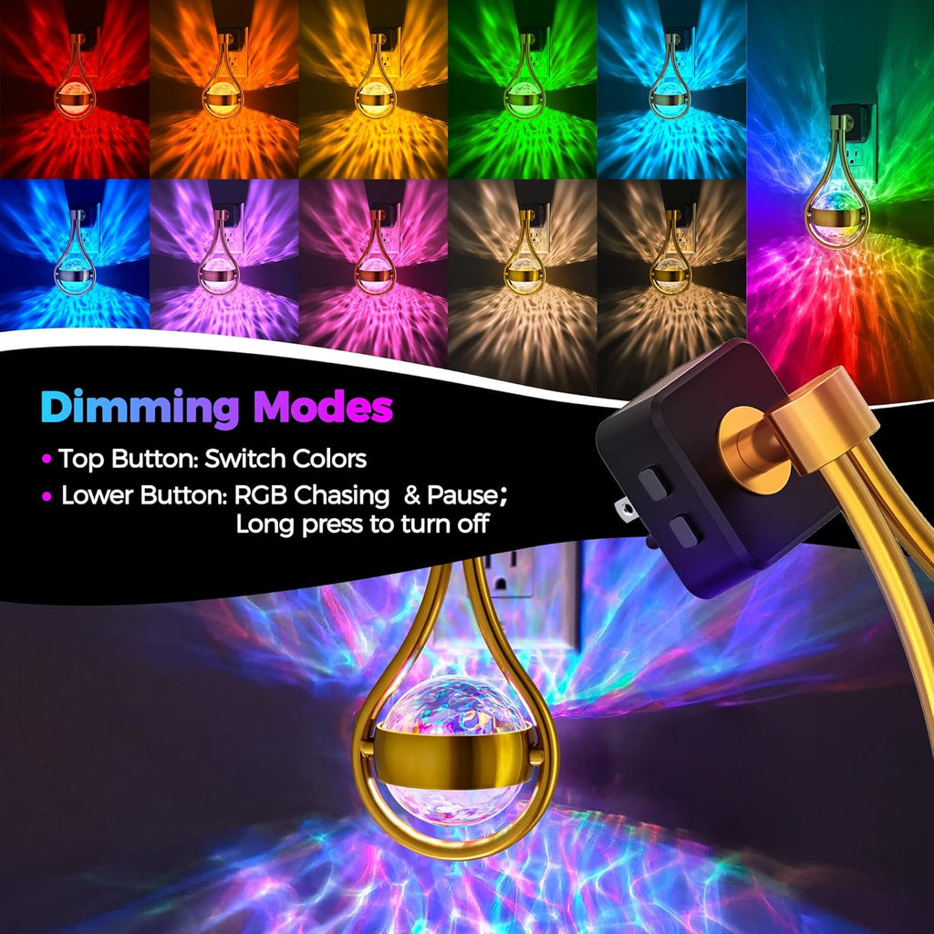 Briignite RGB Night Lights Plug into Wall, Color Changing Nightlight with Dusk to Dawn Sensor, 330° Rotating Night Light with Waterdrop…