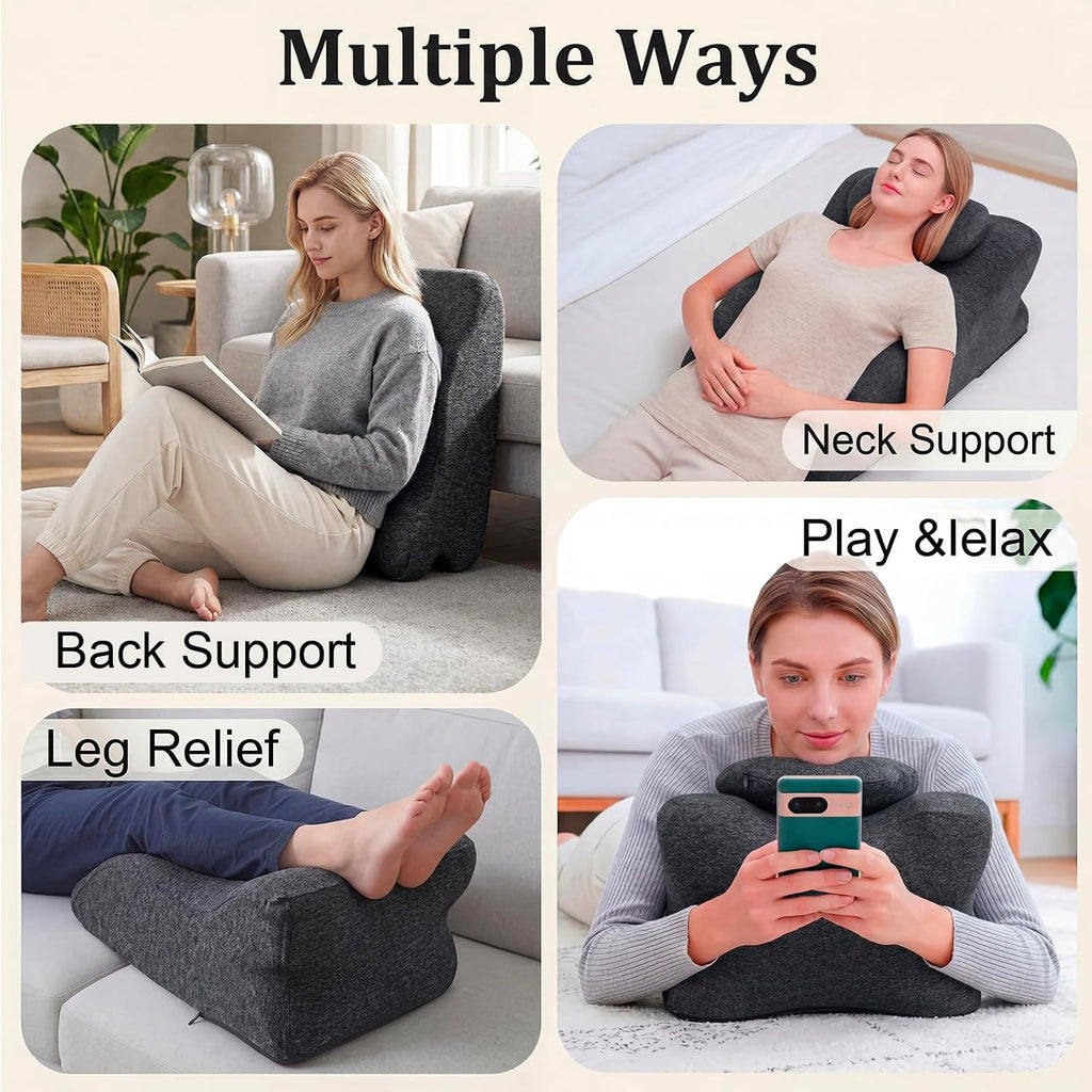Ergonomic Contoured Support Pillow, 27°Angle Wedge Memory Foam Pillow, Multi-Functional Neck Back Waist Pillow for Bed Sleeping &…