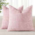 decorUhome Chenille Blush Pink Summer Throw Pillow Covers 16x16 Inch Set of 2, Decorative Soft Couch Pillow Covers Solid Dyed Accent Farmho…