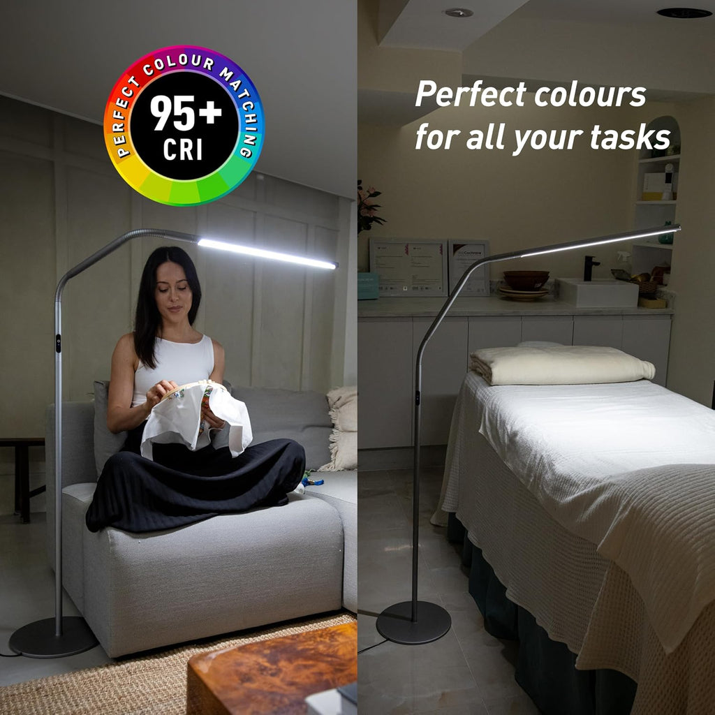 DaylightCompany-USA Daylight line 4 LED Floor Lamp - 6,000K, 3,200 Lux, 4 Brightness Levels, USB-C Port for Fast Charging - Sleek Desig…