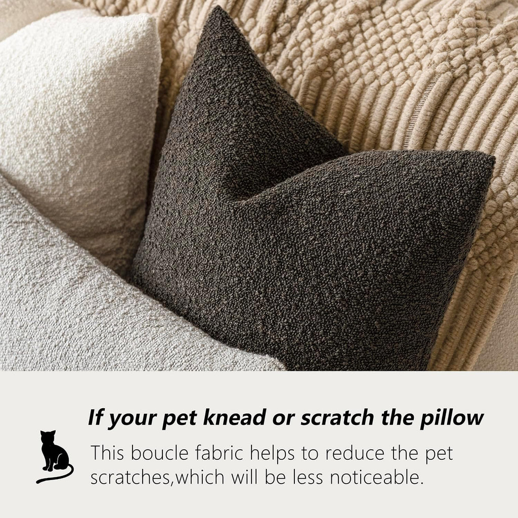 Foindtower Textured Boucle Throw Pillow Covers Accent Solid Pillow Cases Cozy Soft Decorative Couch Cushion Case for Chair Sofa Bedroom…