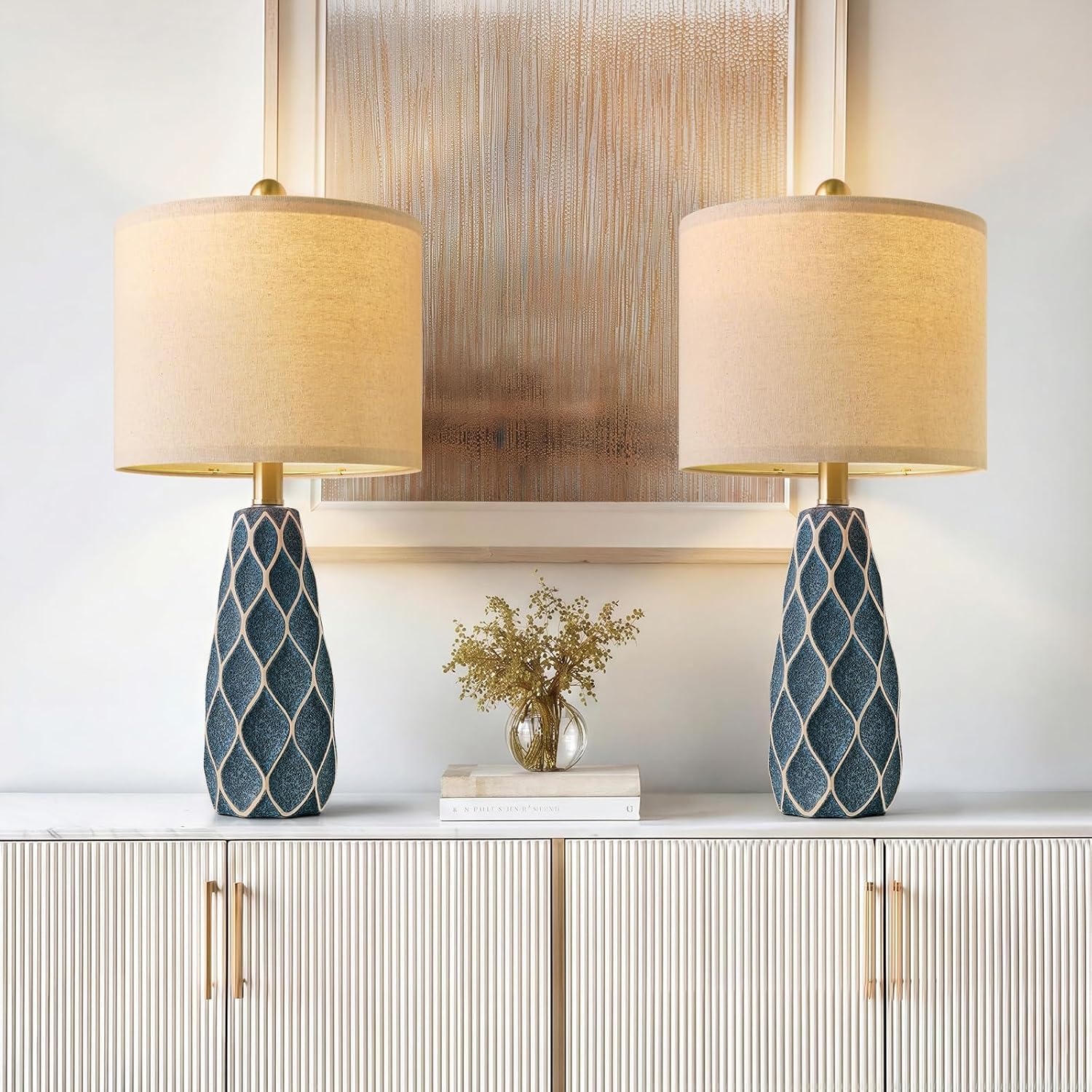 20.75" Small Table Lamps for Living Room Bedroom Lamps Set of 2 Ceramic Modern Boho Bedside Lamps Night Stands Farmhouse Vintage…