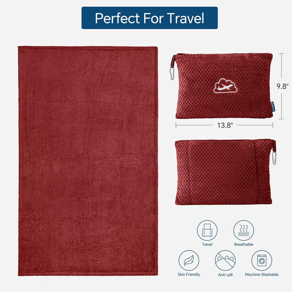 Bedelite Travel Blanket with Bag, Ultra-Soft Jacquard Fleece Blanket with Luggage Sleeve & Backpack Clip, Airplane Blanket Travel Essential…
