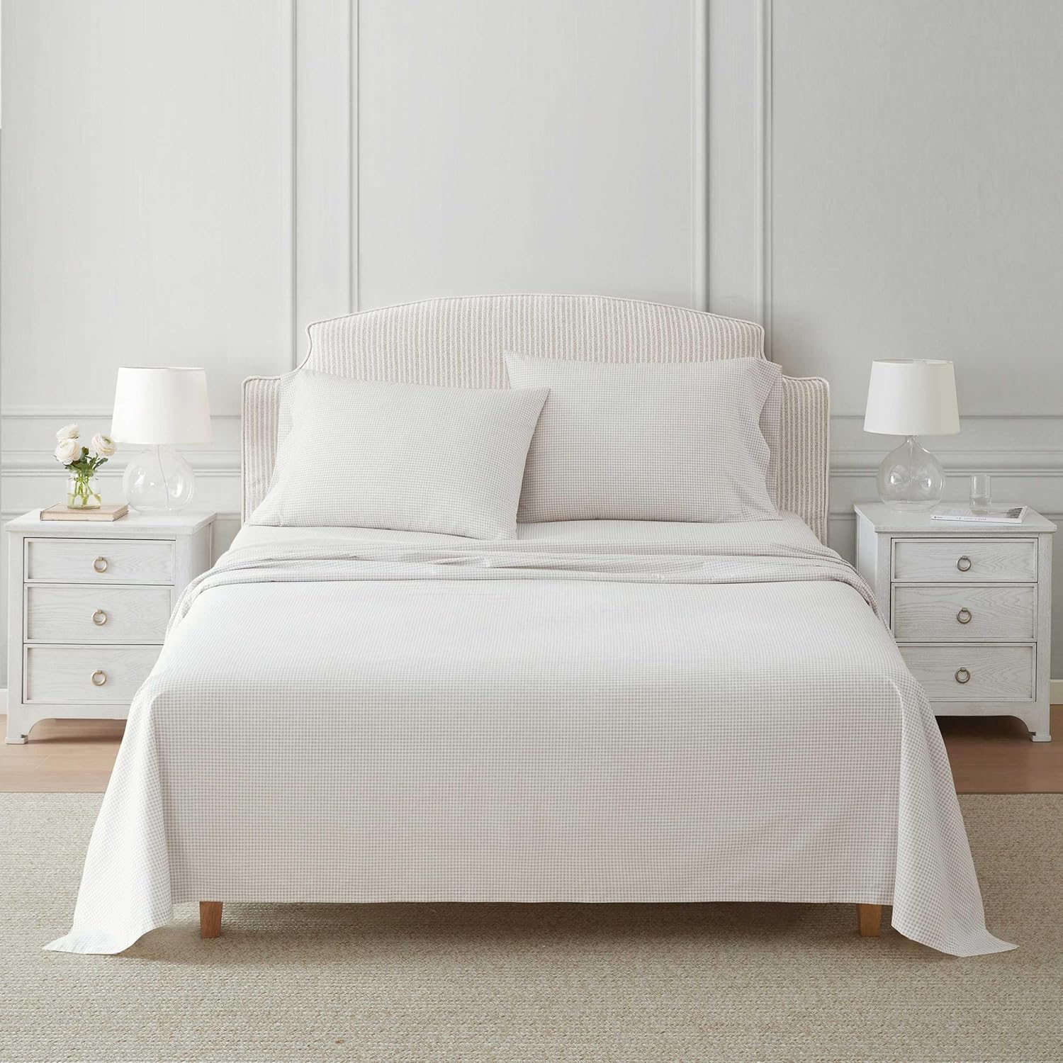 MarthaStewart Martha Stewart - Twin Size Sheets Set, Crisp & Tailored Cooling Sheets with a Naturally Smooth Cotton Percale Lightweight Fee…