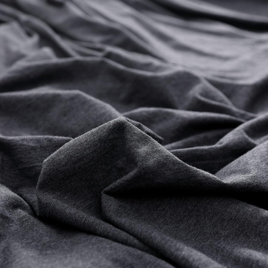 PURE ERA Jersey Knit Pillowcases 100% T-Shirt Cotton Super Soft Comfy Breathable, Set of 2, Standard 20" x 26", Heathered Charcoal Grey