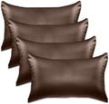 Elegantcomfort Elegant Comfort 4-Pack Cooling Viscose Satin Pillowcase Set with Hidden Zipper Closure, Silky Smooth for Hair and fabric…