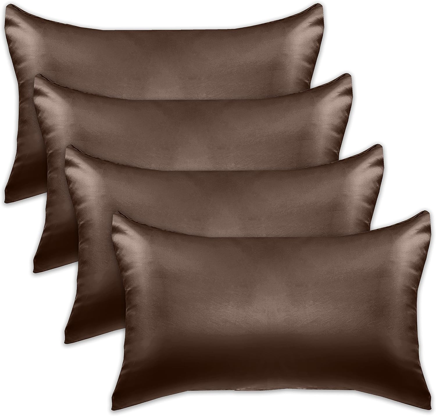 Elegantcomfort Elegant Comfort 4-Pack Cooling Viscose Satin Pillowcase Set with Hidden Zipper Closure, Silky Smooth for Hair and fabric…