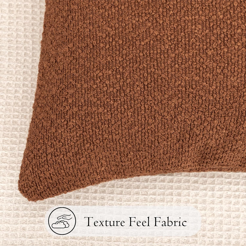 JoraLion 12x24 inch Boucle Lumbar Pillow Cover, Rust Woven Texture Neutral Long Pillow Cover Breathable Cushion Case for Couch Sofa Bed…