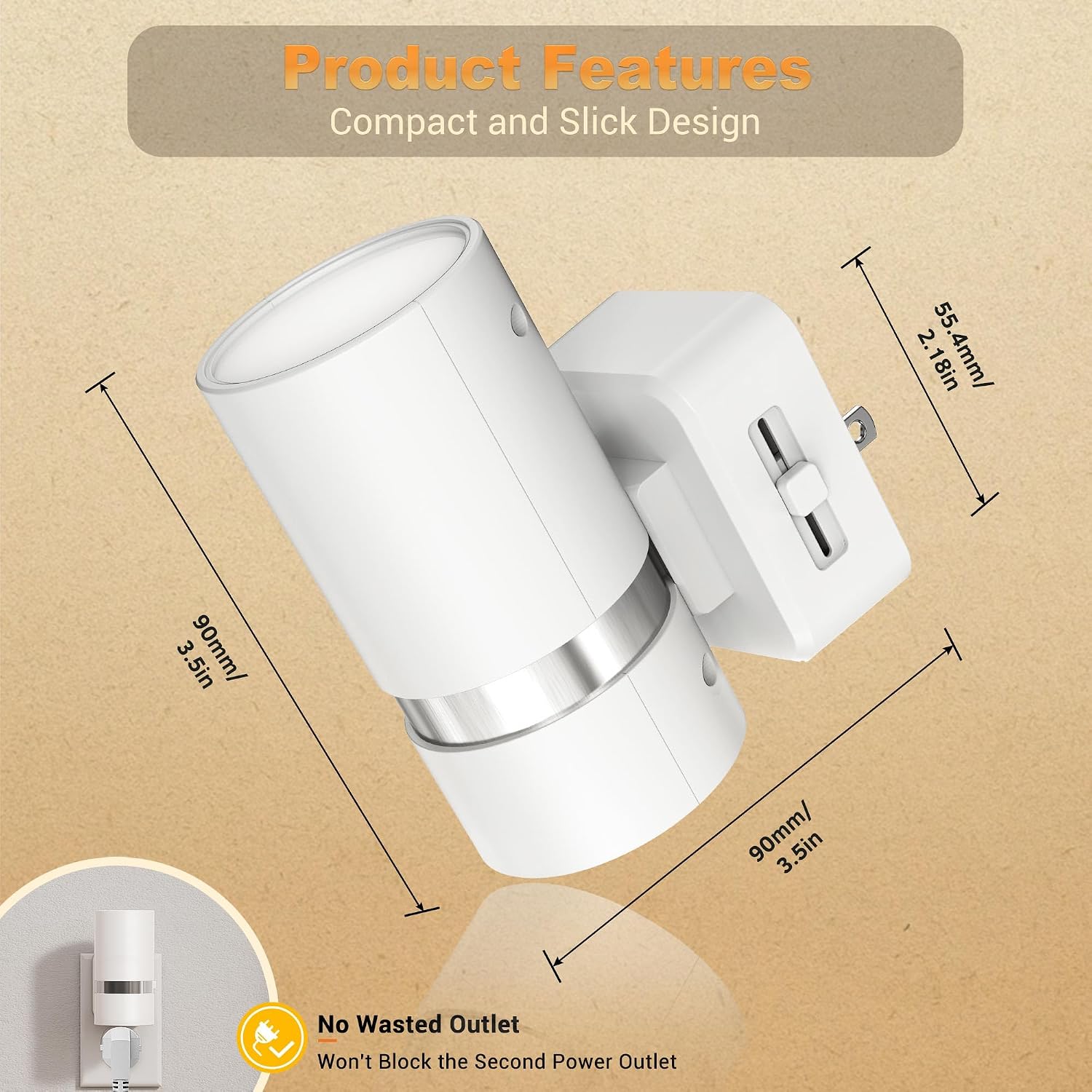 JandCase Night Lights Plug into Wall, Automatic Night Light with Dusk to Dawn, 2 Pack 5000K Daylight 0-100LM Dimmable Plug in LED…
