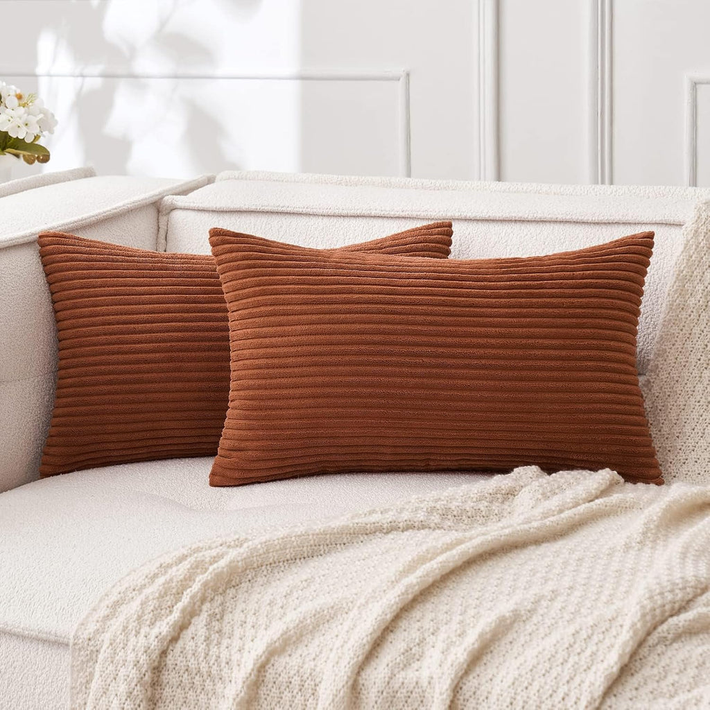 MIULEE Pack of 2 Corduroy Soft Soild Decorative Square Throw Pillow Covers Cushion Cases Pillowcases for Sofa Bedroom Car 12 x 20 Inch 30…