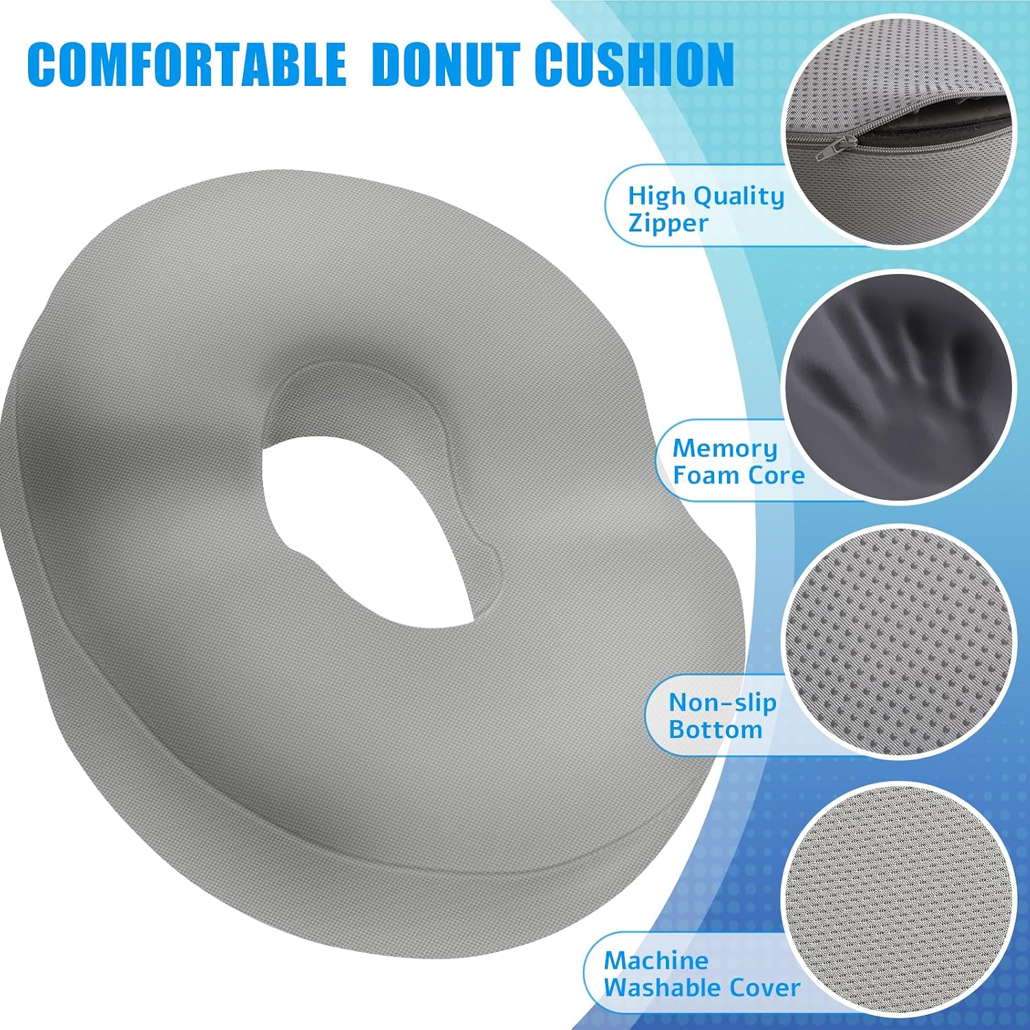 BlissTrends Donut Pillow Seat Cushion, Chair Cushions for Postpartum Pregnancy & Hemorrhoids, Tailbone Cushion, Memory Foam Lifting Cushion…