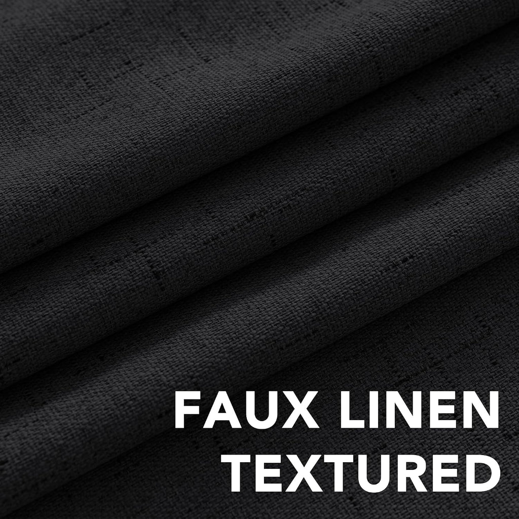 H.VERSAILTEX Bedroom Curtains Blackout Linen Blackout Curtains 84 Inches Long, 100% Blackout Thermal Textured Linen Look Curtain…