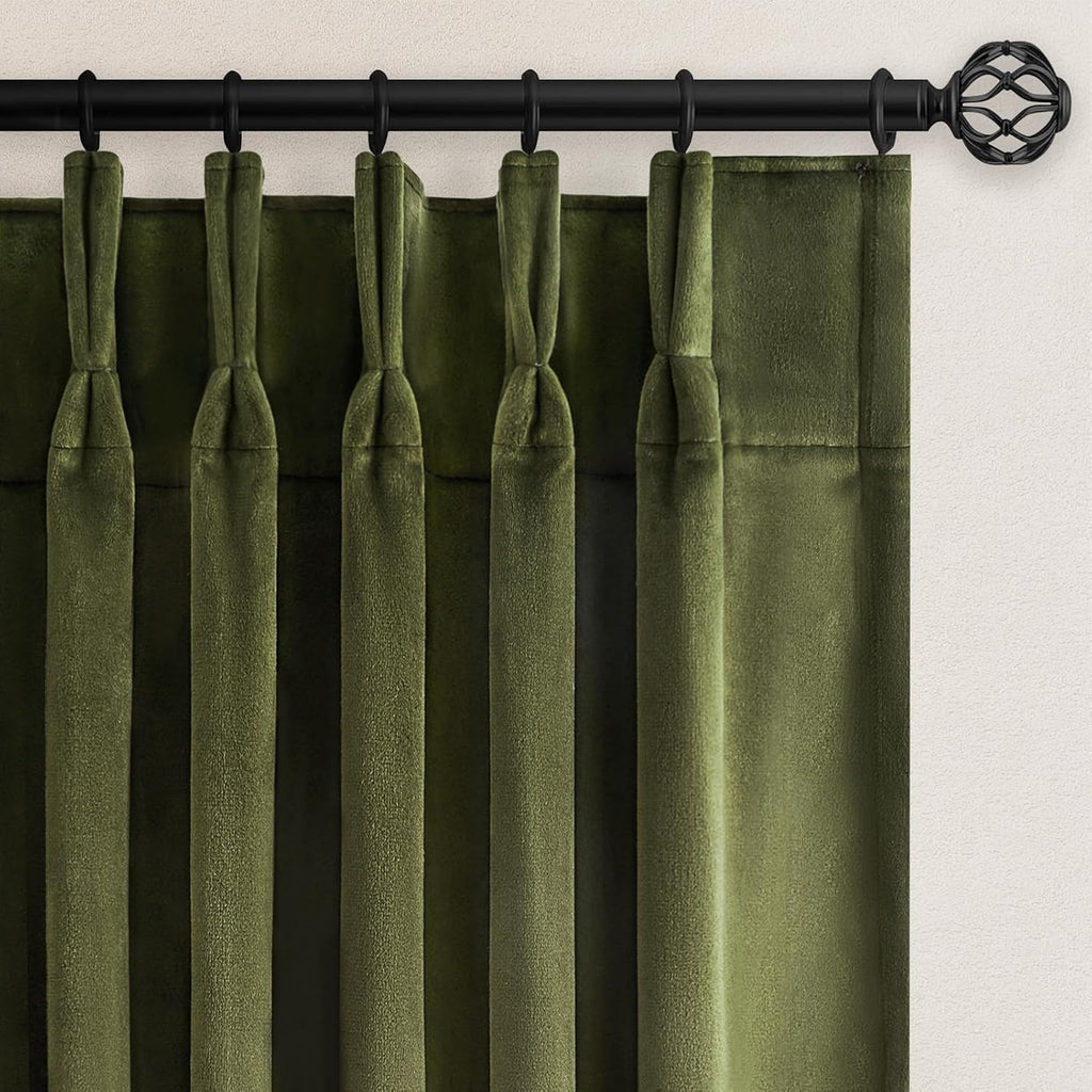 Drapenova 96 inches long Green Velvet Curtains for Living room Bedroom Luxury Vintage Room Darkening Blackout Thermal Insulated Pinc…