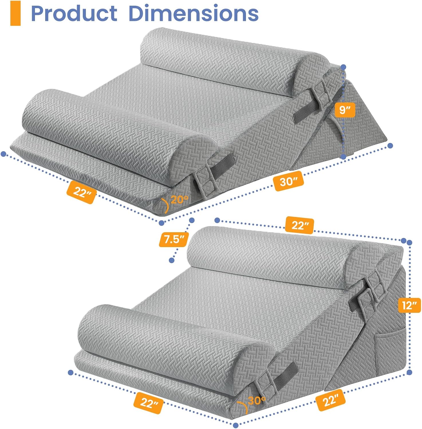 Sasttie Wedge Pillow Set for After Surgery, 3PCS Adjustable Bed Wedge Pillow Headboard with Memory Foam Neck Cushion – for Acid Reflux, Sle…