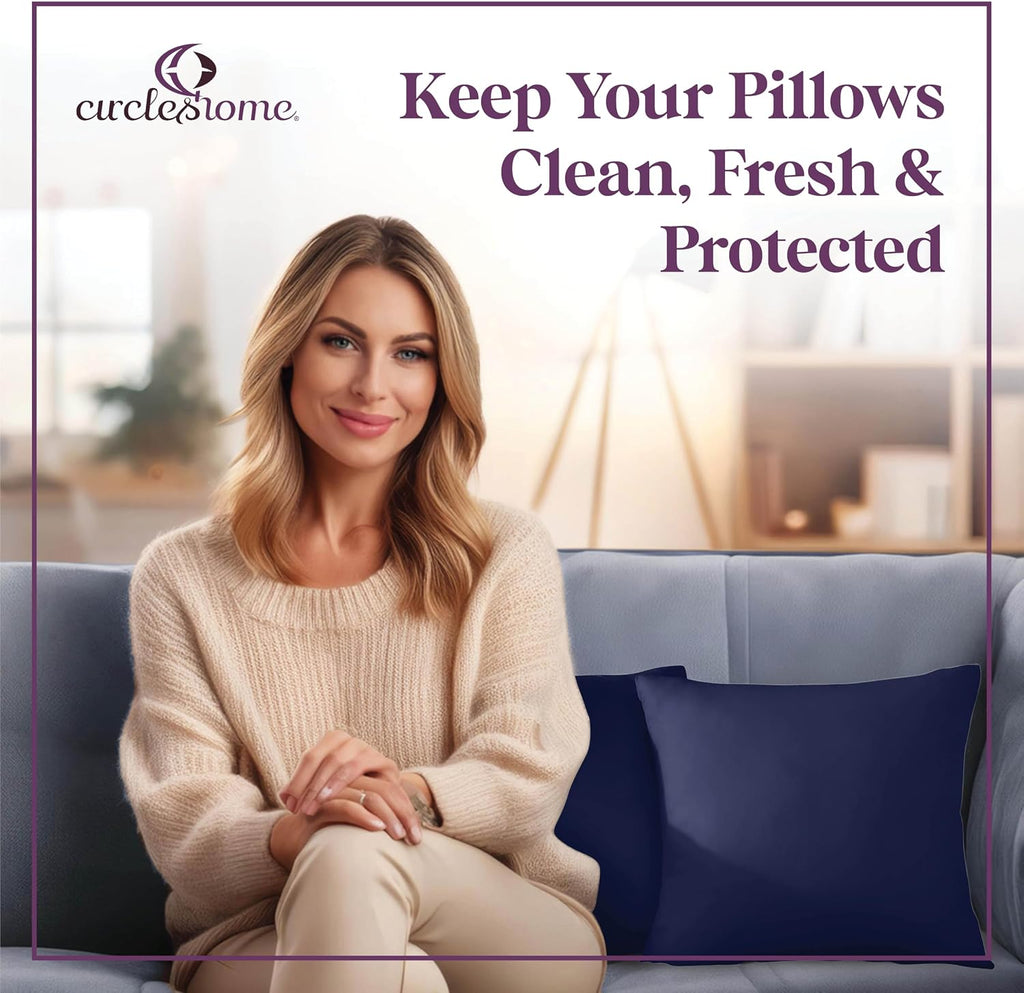 CIRCLESHOME Throw Pillow Protectors - 100% Cotton Breathable Pillowcases - 20 X 20 Square Pillowcases - Protects Pillows from Dirt, Dust…