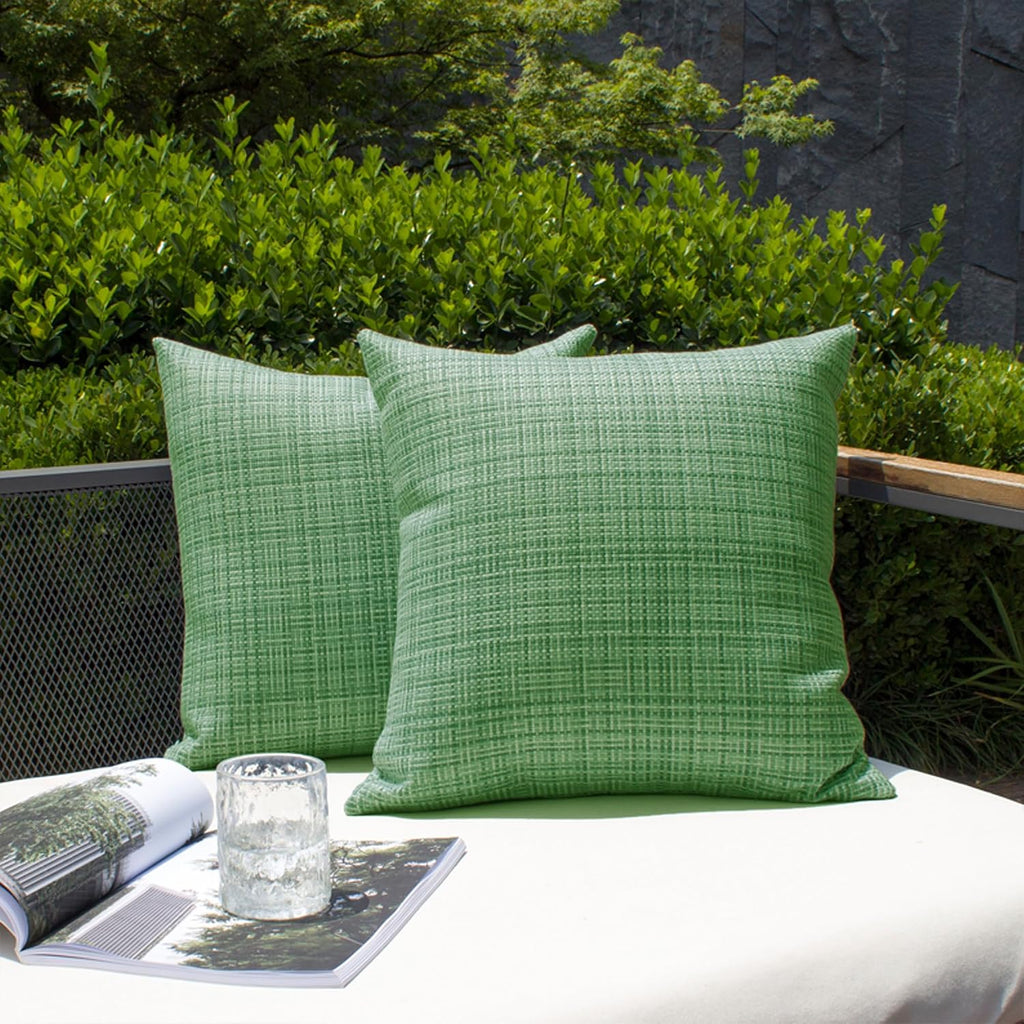 Kevin Textile Pack of 2 Spring Decorative Outdoor Waterproof Throw Pillow Covers Stripe Square Pillowcases Modern Cushion Cases for Patio…