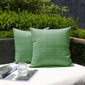 Kevin Textile Pack of 2 Spring Decorative Outdoor Waterproof Throw Pillow Covers Stripe Square Pillowcases Modern Cushion Cases for Patio…