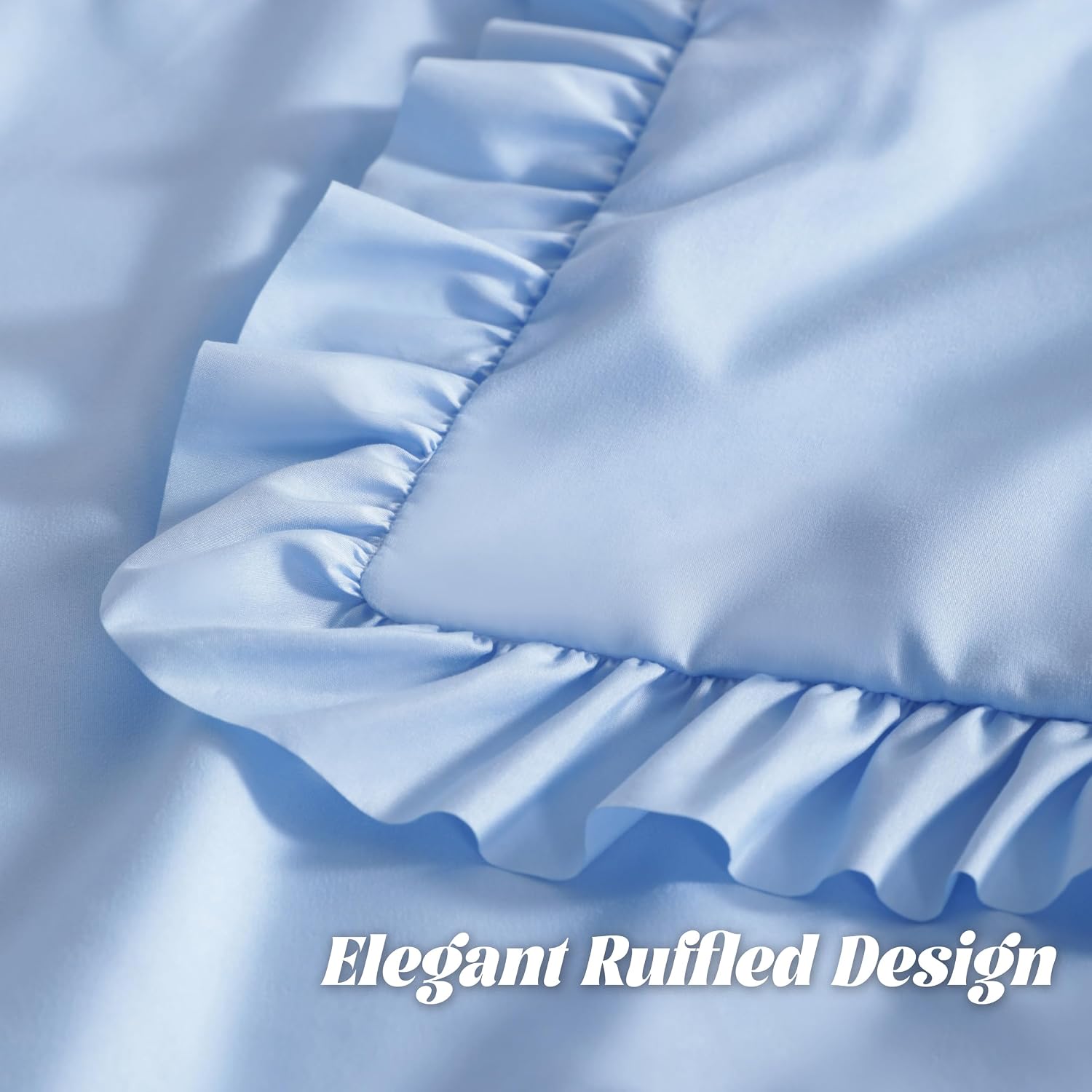 Bedsum Ruffled Body Pillowcase, 20x54 Inches, Brushed Microfiber with Envelope Closure, Soft Wrinkle-Resistant, Sky Blue Blue