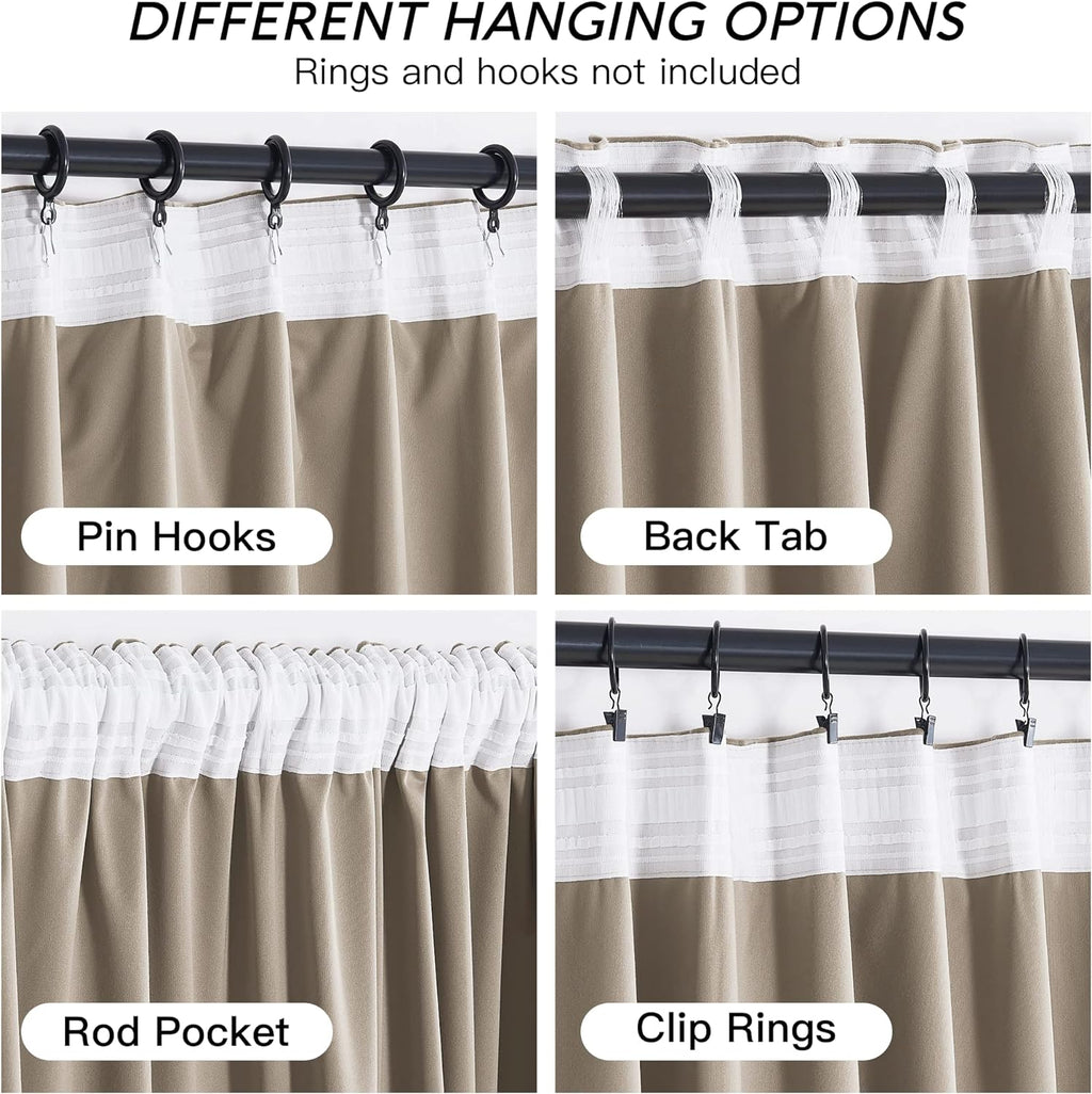 Rybhome RYB HOME Camel Beige Velvet Curtains for Bedroom Living Room, Thermal Insulated Privacy UV Heat Blocking Luxurious Drapes for Nurse…
