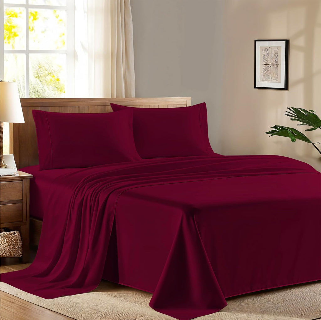 AshtonSheets 100% Egyptian Cotton Full Size Sheet Set - 600 Series Refined Collection Egyptian Cotton Sheets Set for Full Size Bed (4 PC, B…