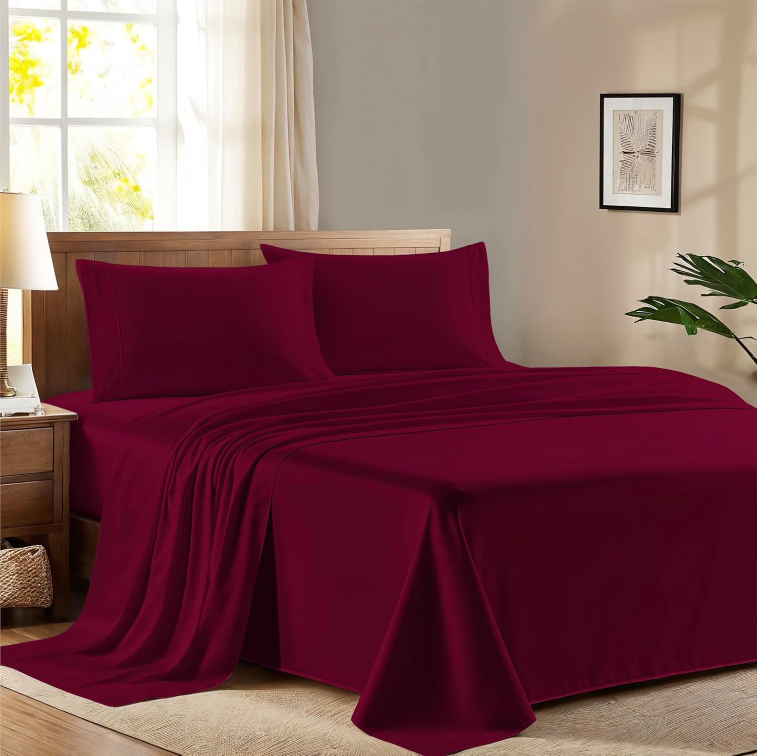 AshtonSheets 100% Egyptian Cotton Full Size Sheet Set - 600 Series Refined Collection Egyptian Cotton Sheets Set for Full Size Bed (4 PC, B…