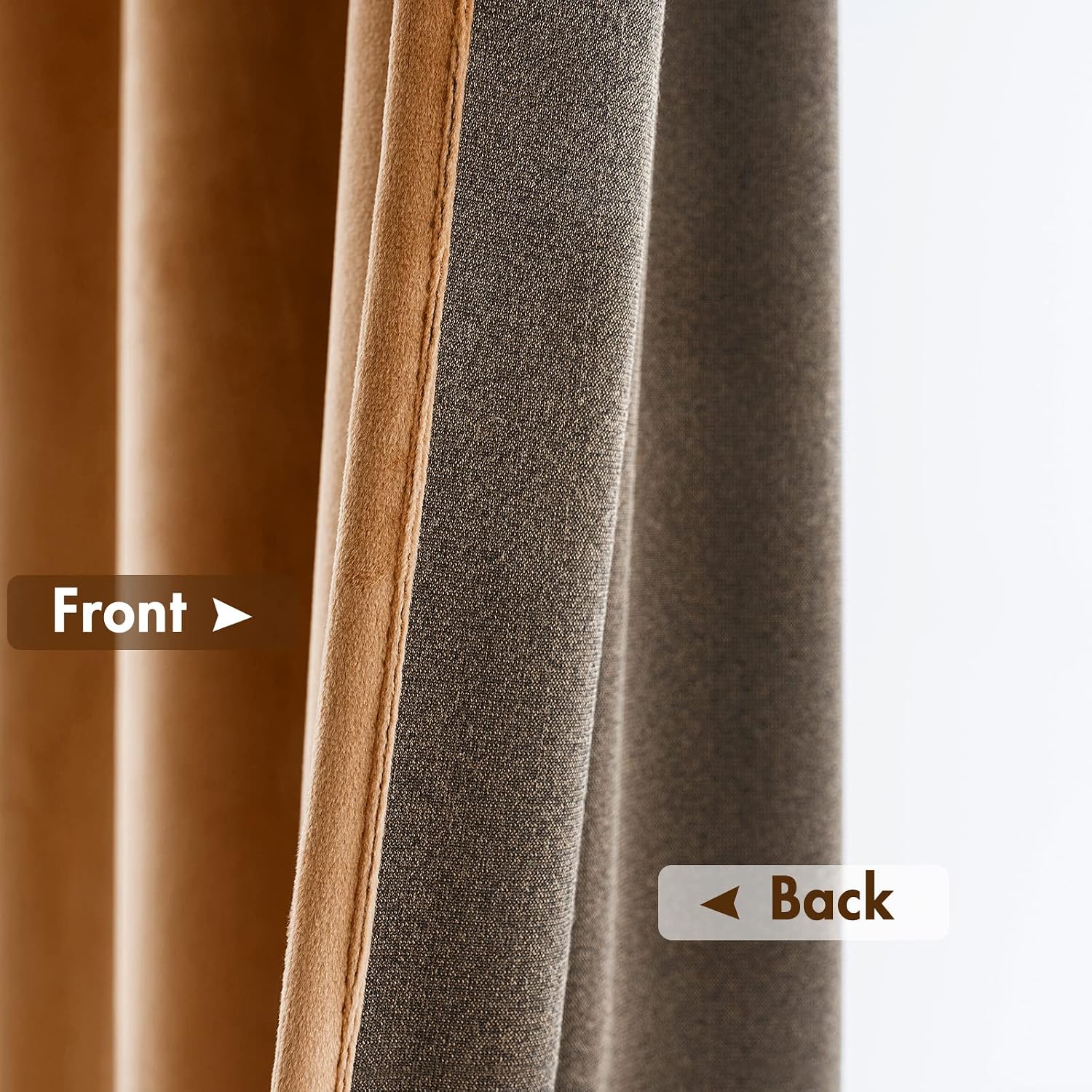 MIULEE Gold Brown Velvet Curtains Thermal Insulated Blackout Curtain Fall Drapes for Bedroom Living Room Darkening 90 Inches Long…