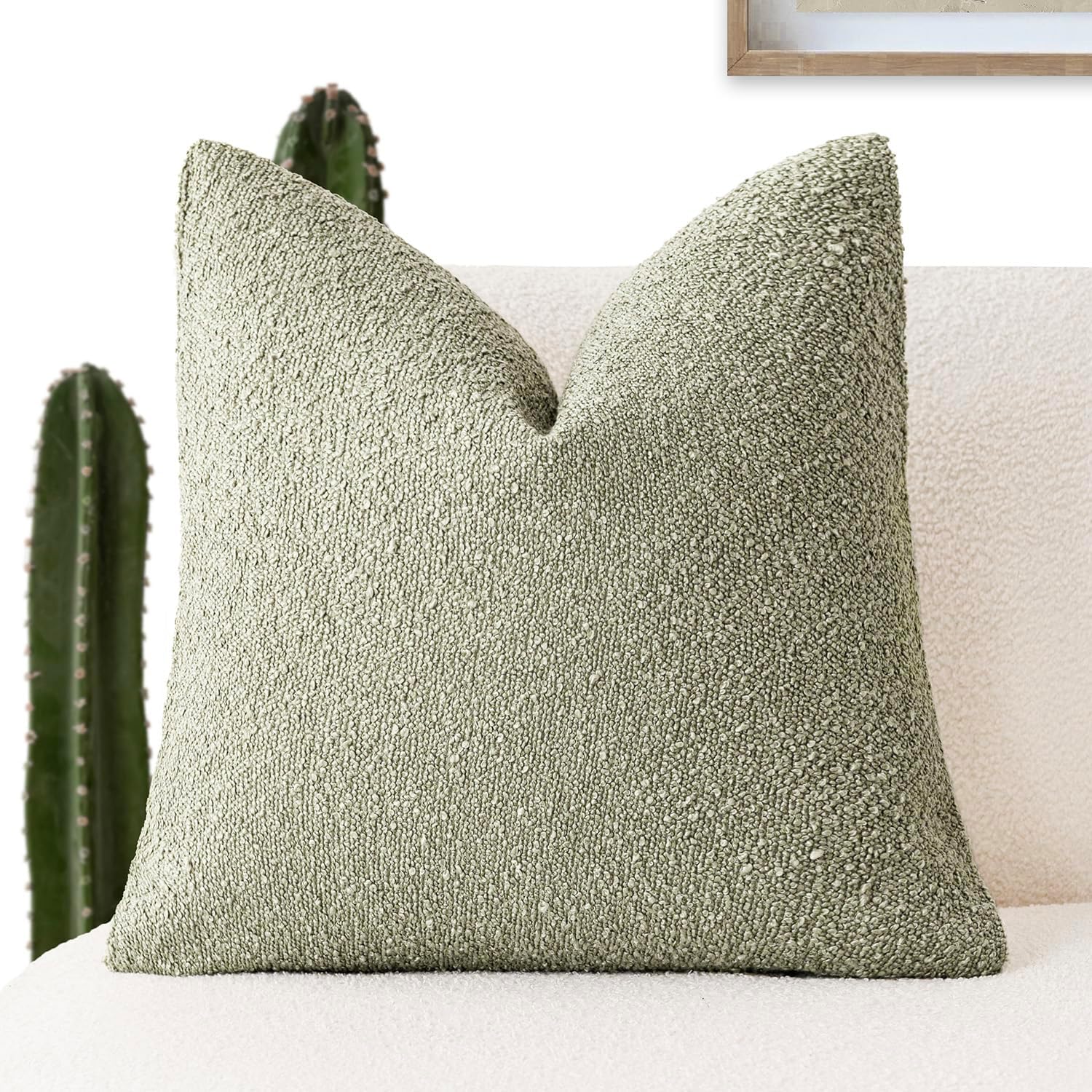 Foindtower Decorative Textured Boucle Throw Pillow Covers Accent Solid Pillow Cases Neutral Soft Cozy Couch Cushion Case for Chair Sofa…